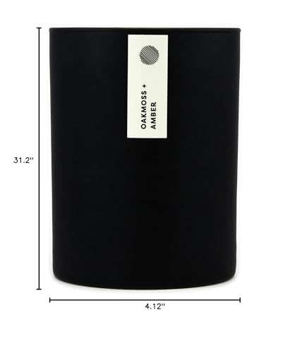 Calyan Wax Co. Oakmoss & Amber Candle โ 75 Hour Burn | Non-Toxic Soy | Black Tumbler Jar | 10.2oz