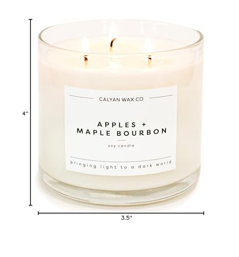 Calyan Wax Co. Apples & Maple Bourbon 3 Wick Soy Candle โ 14.9oz