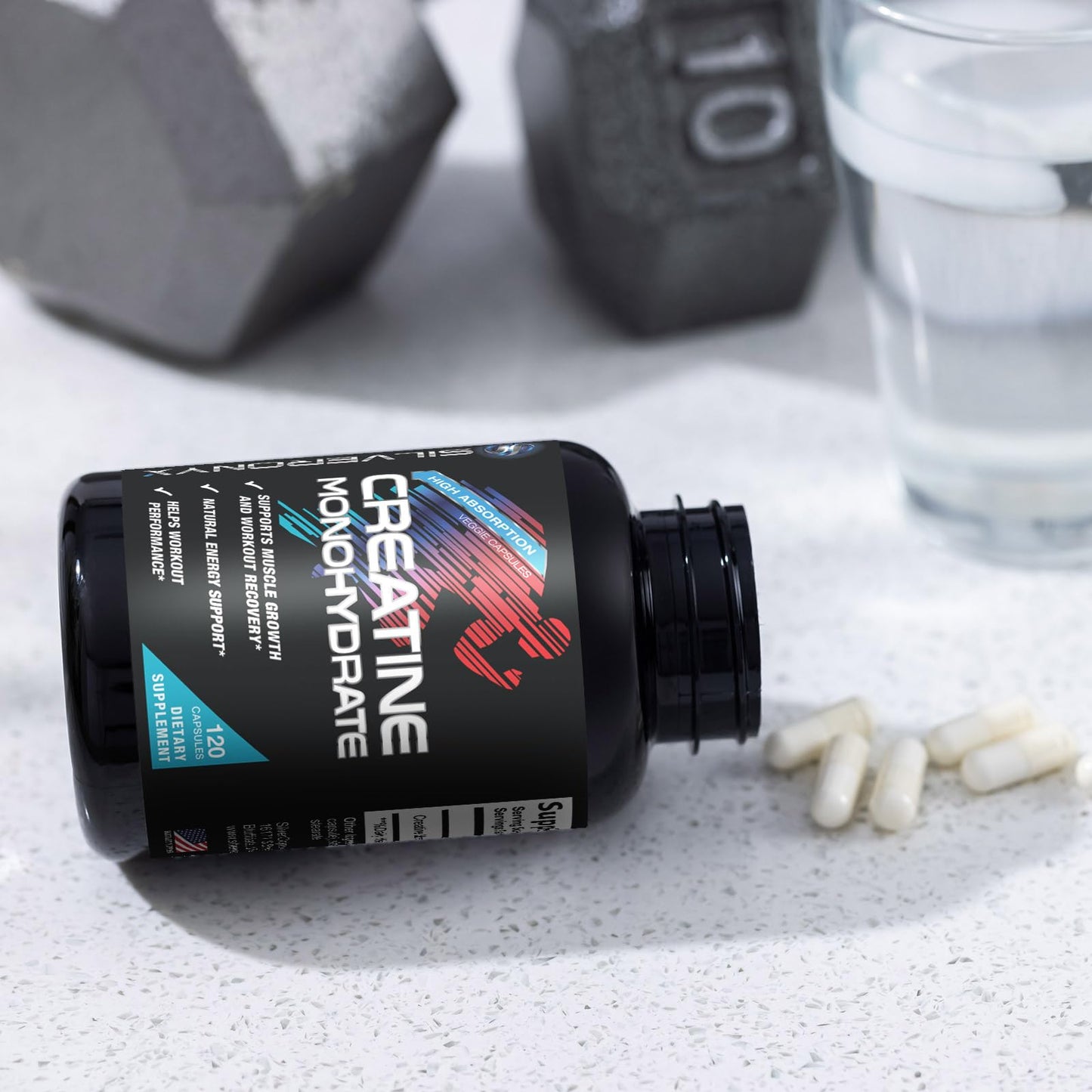 Creatine Monohydrate Capsules 3000mg โ Micronized, Fast-Absorbing | 120 Caps