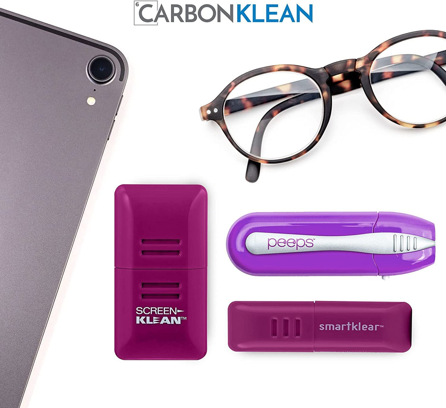 CarbonKlean Peeps Eyeglass Cleaner โ NASA Carbon Microfiber, Purple 2-Pack