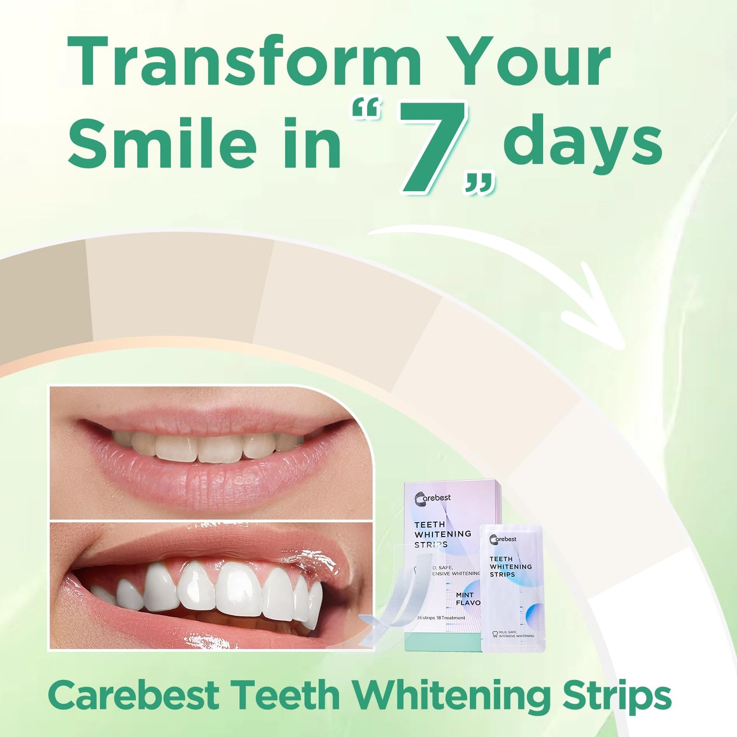 Carebest Teeth Whitening Strips for Sensitive Teeth โ 36 Strips Home Kit