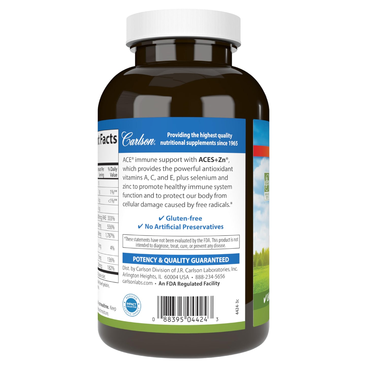 Carlson ACES + Zn Multivitamin with Zinc โ Immune Support, Antioxidants, 360 Softgels