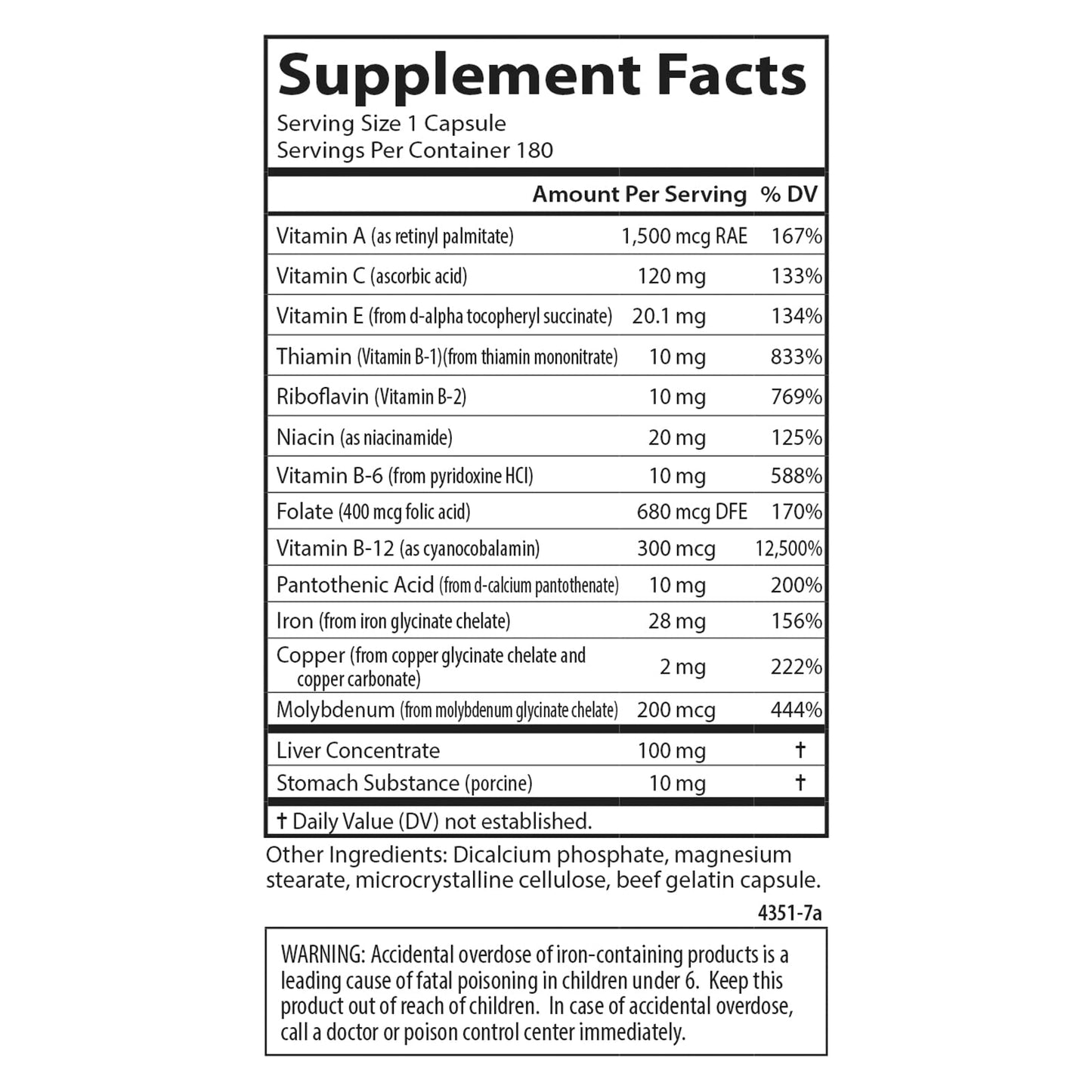 Carlson Women's Iron Restore โ 28 mg Iron + B Vitamins, Menstrual Support, 60 Caps