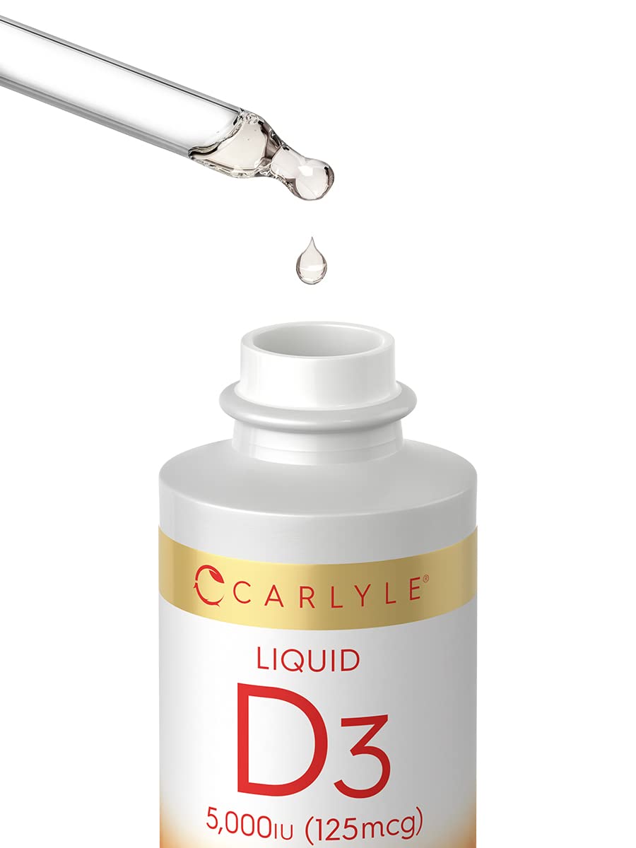 Carlyle Liquid Vitamin D3 5000 IU (125 mcg) โ 2 oz | Vegetarian, Non-GMO, Gluten Free