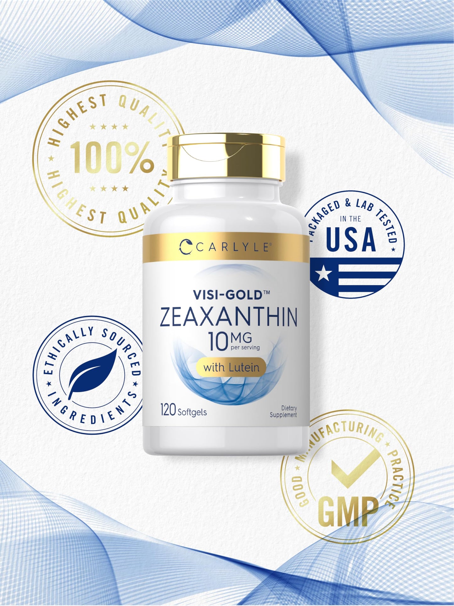 Carlyle Zeaxanthin 10mg | 120 Softgels โ Eye Health with Lutein | Non-GMO, Gluten Free