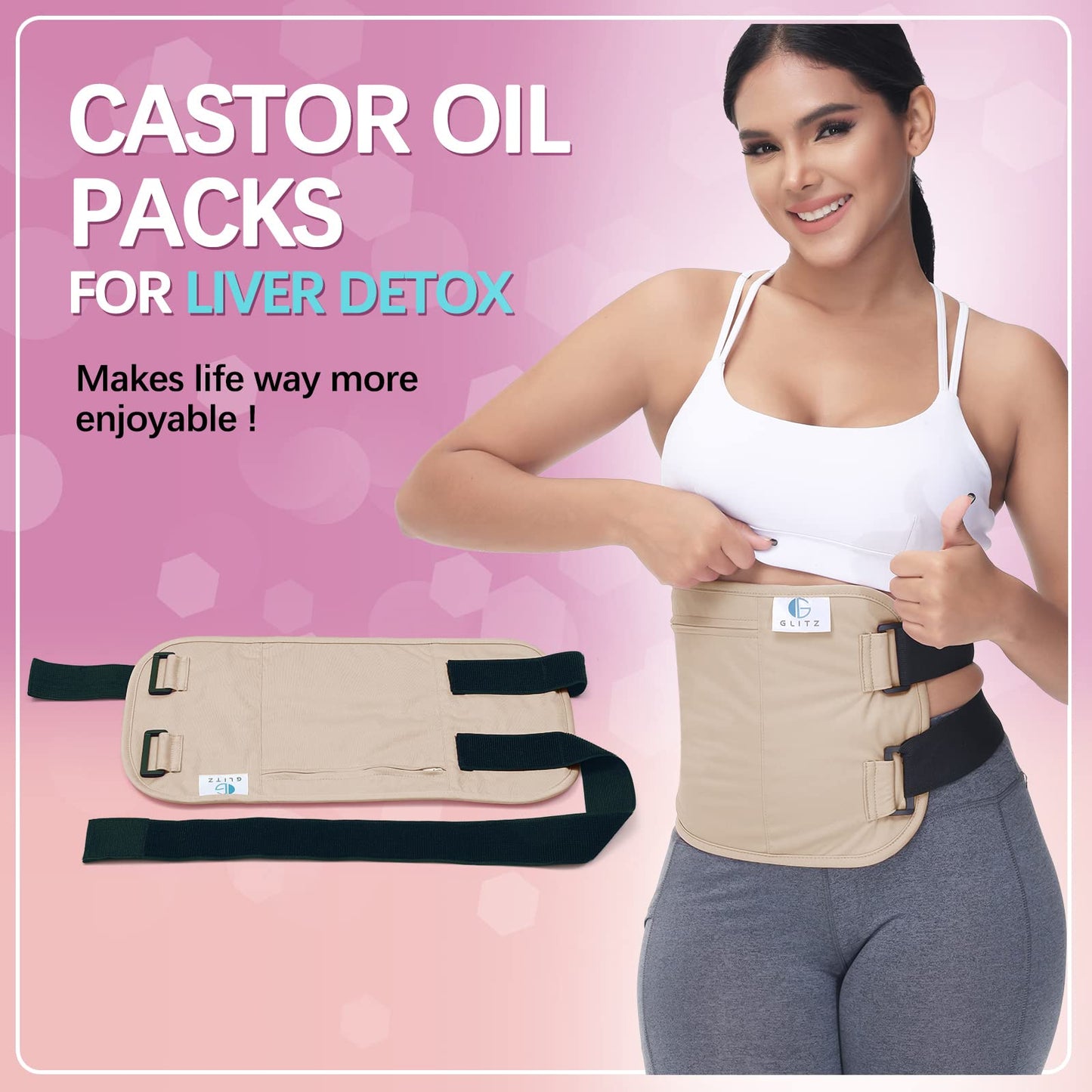 Castor Oil Pack Wrap โ Reusable Organic Castor Oil Packs for Liver (Apricot Cotton)