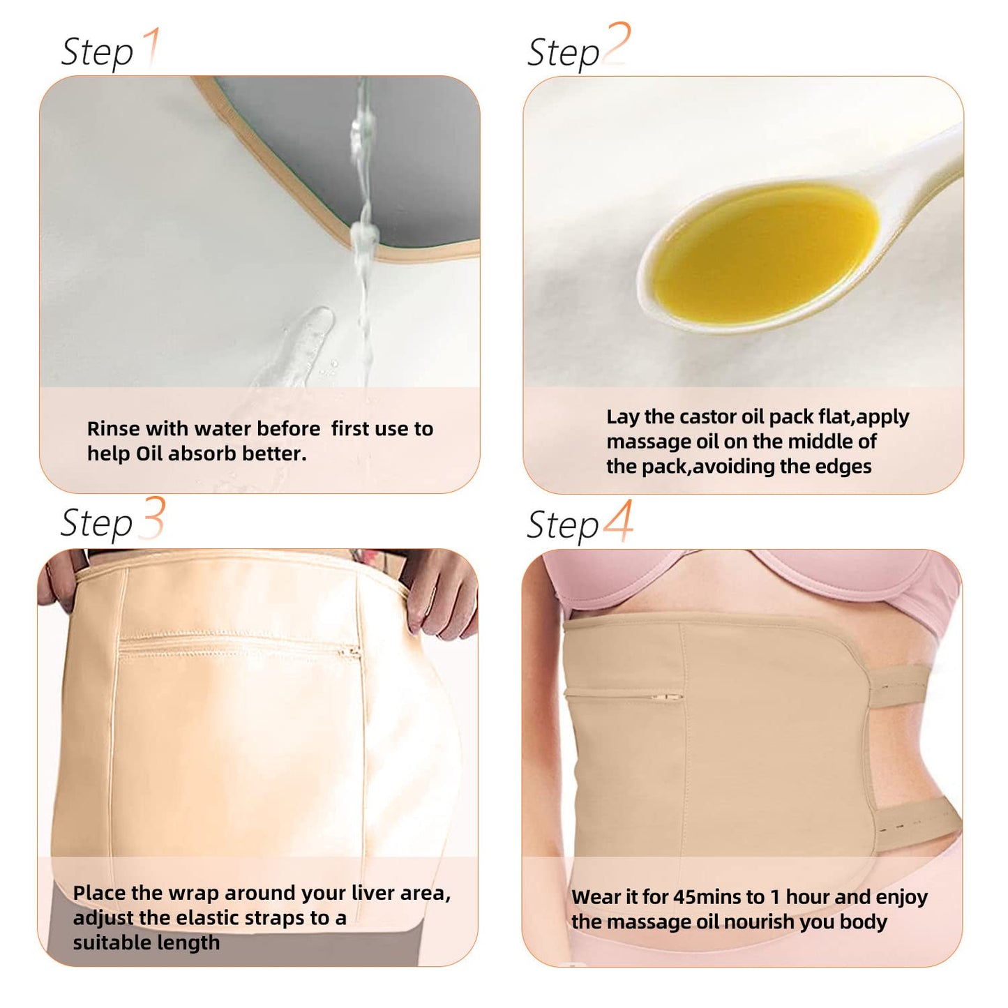 10Pcs Castor Oil Pack Wrap Kit โ Organic Cotton, Reusable Castor Oil Packs for Eyes, Shoulders, Neck, Back, Hands, Feet