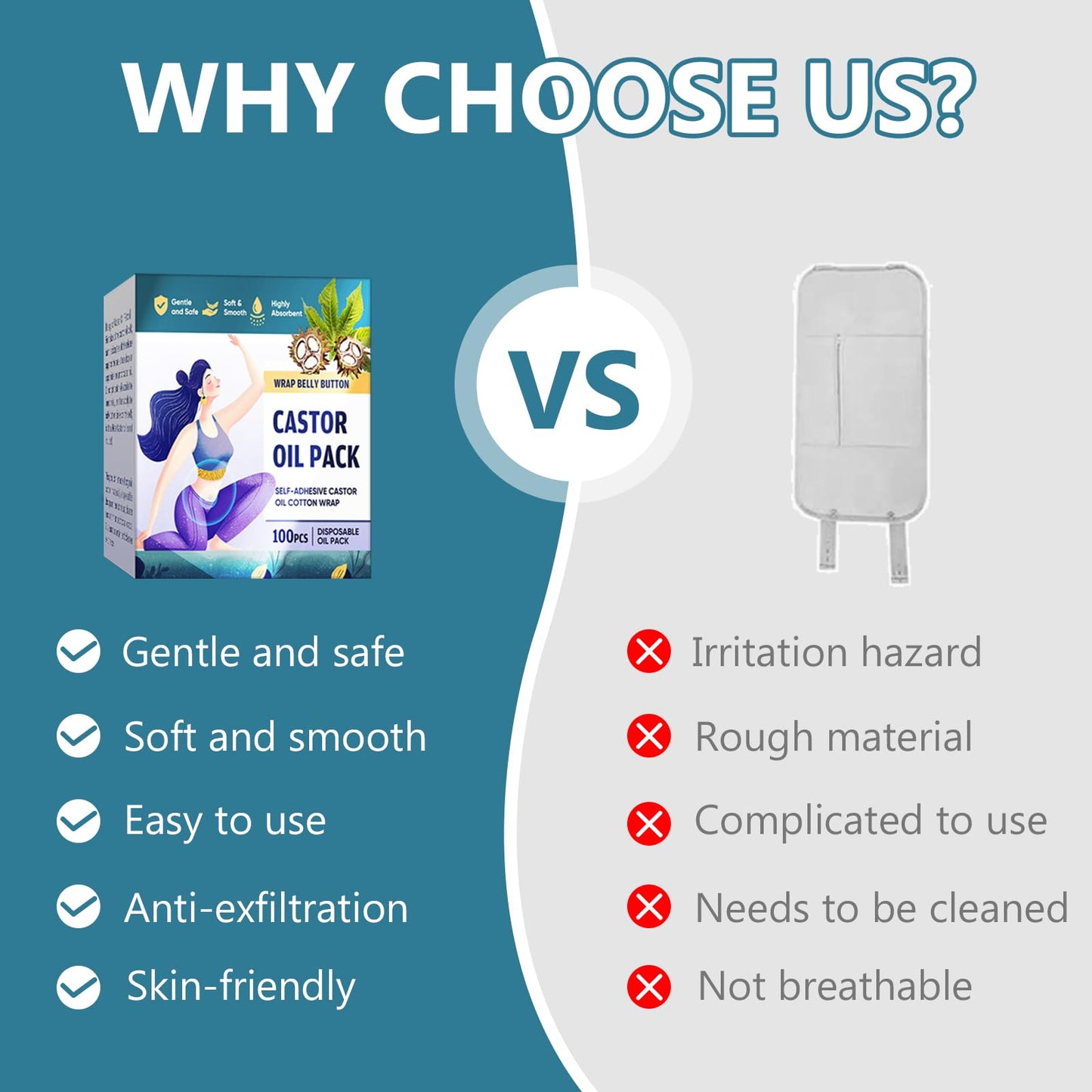 Disposable Castor Oil Belly Button Patch β Self-Adhesive Castor Oil Patches, Organic Cotton, 100 Pcs