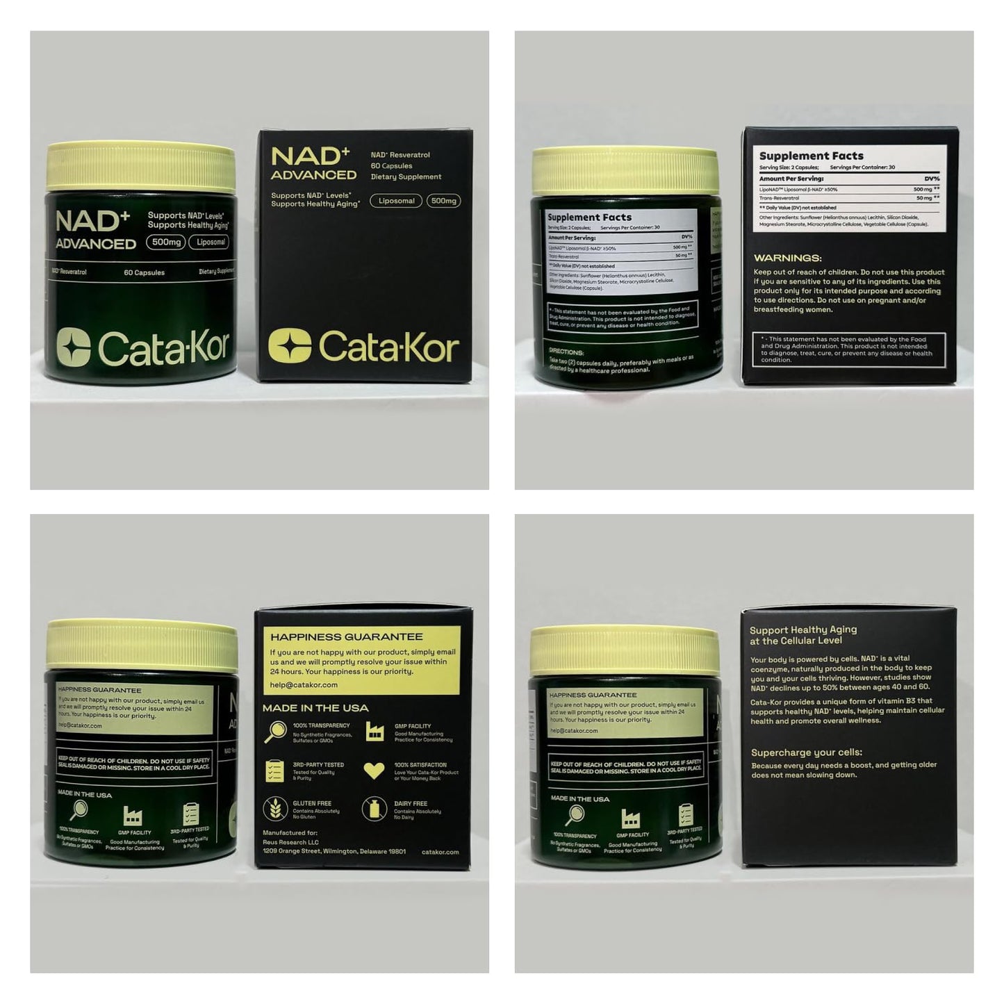 Cata-Kor Liposomal NAD+ with Resveratrol โ NMN Alternative | Third-Party Tested