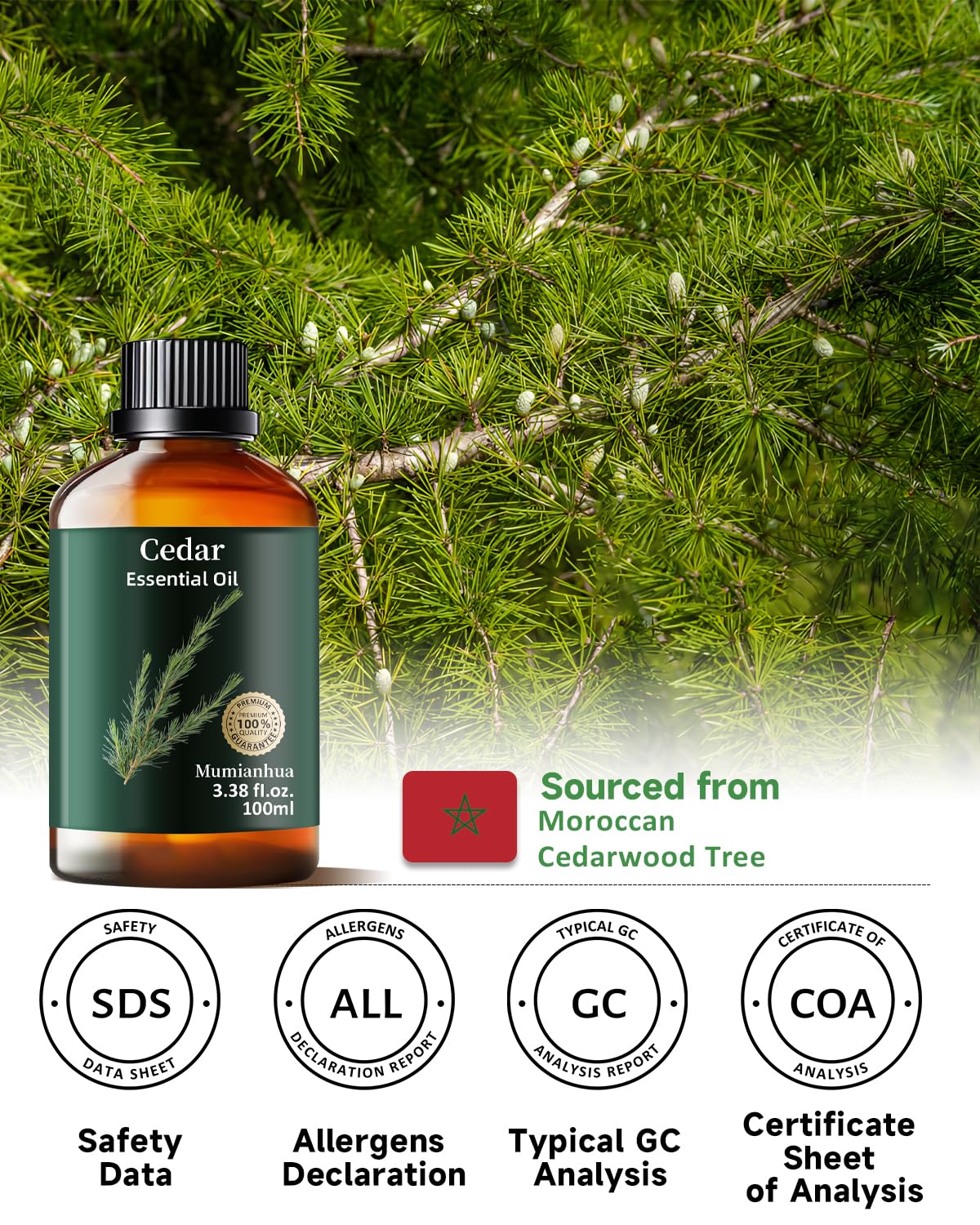 Cedarwood Essential Oil for Bedtime & Pillow Mist โ Relaxation & Aromatherapy (3.38 Fl Oz)