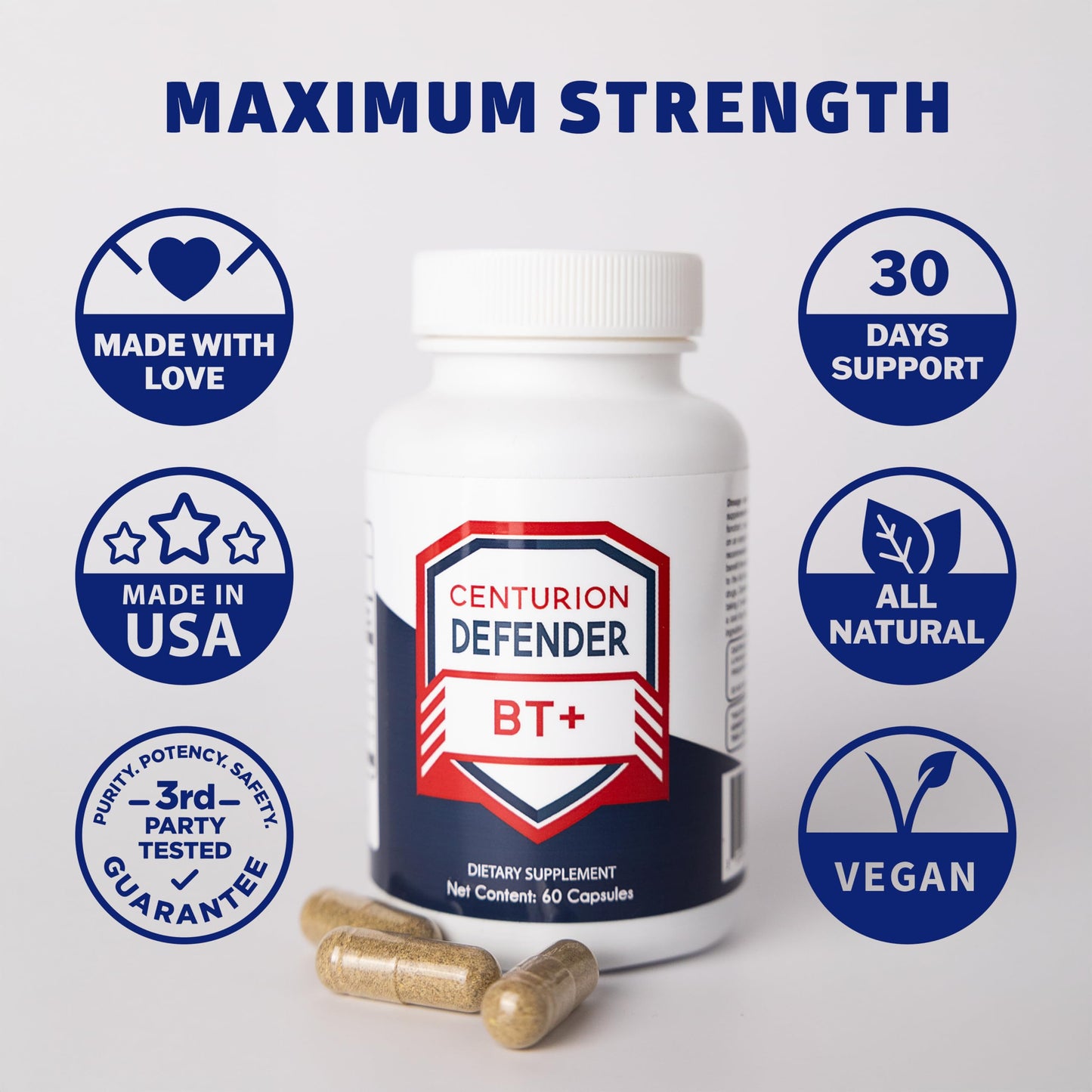 Centurion Defender BT+ | Natural Circulation Support Supplement โ 60 Caps