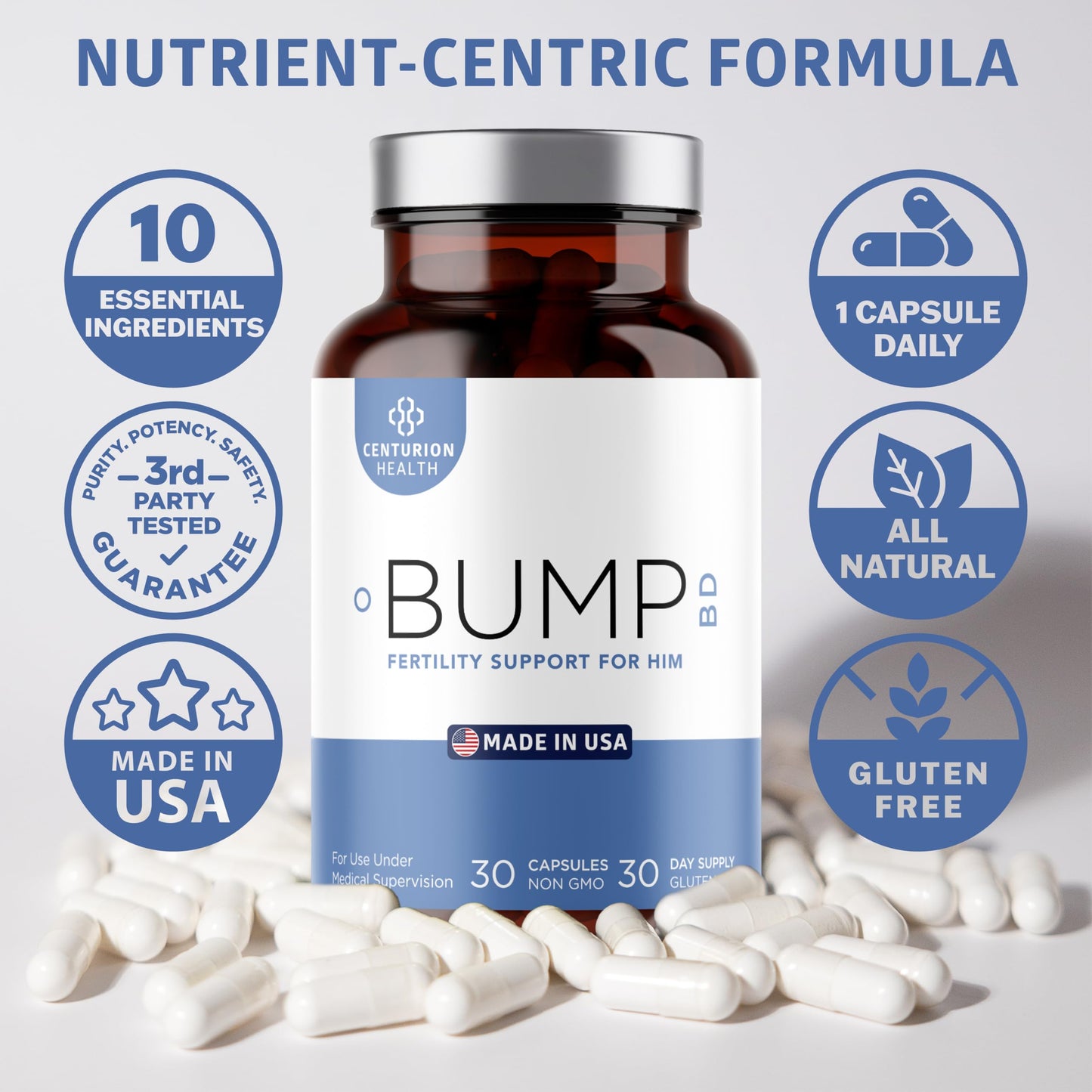 Centurion Labs Bump BD โ Natural Male Fertility Support, 30 Capsules