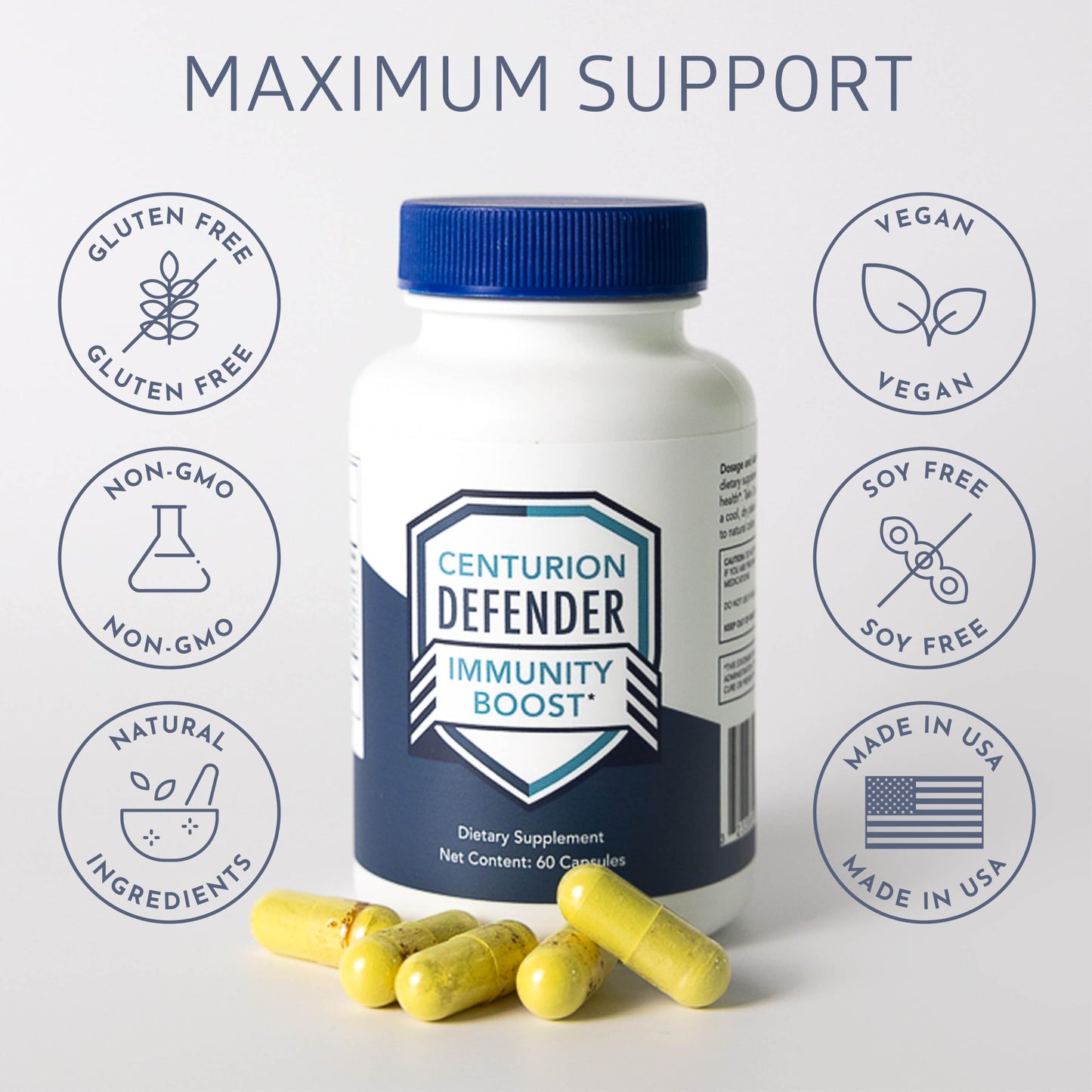 Centurion Labs Defender Immunity Boost โ 5-in-1 Quercetin, Zinc, Vitamin D, Vitamin C & Copper | 60 Caps