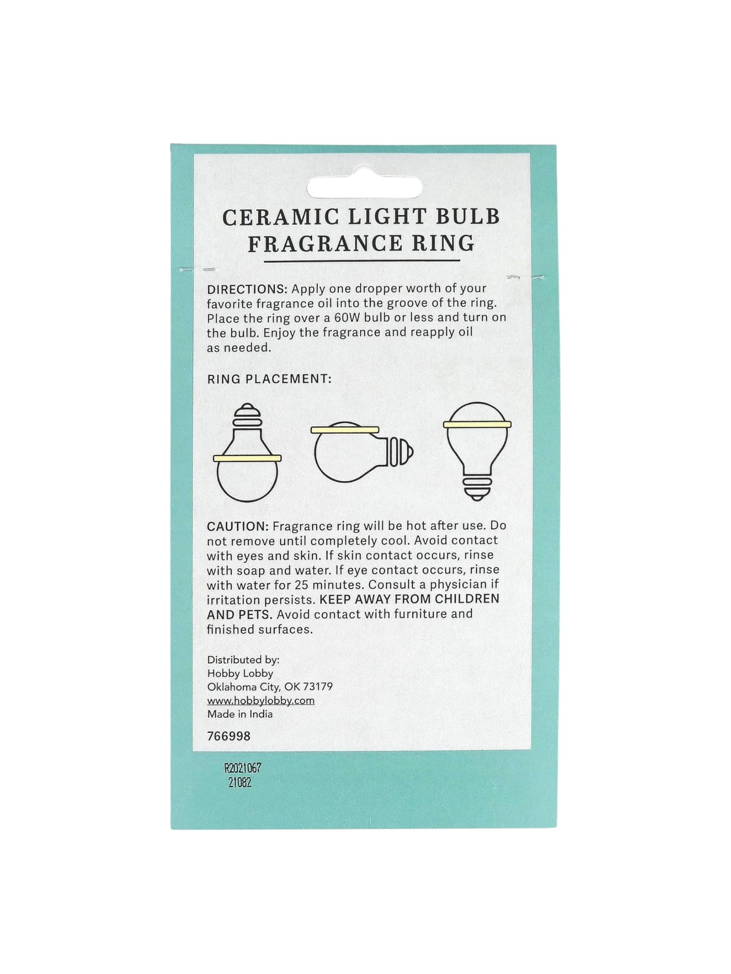 Ceramic Light Bulb Fragrance Ring with Dropper โ 4.5-inch Diffuser