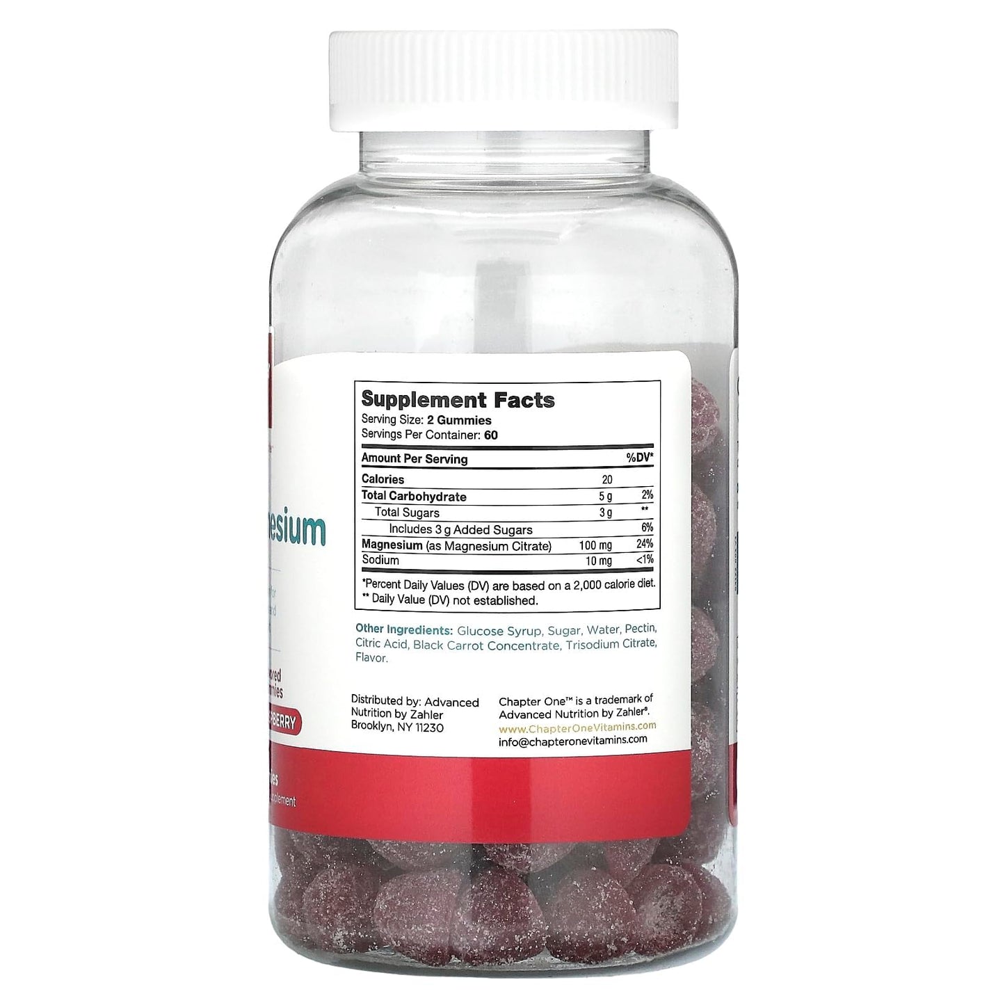 Chapter One Magnesium Gummies โ High Dose for Kids & Adults, Calm & Kosher Raspberry 120 Count