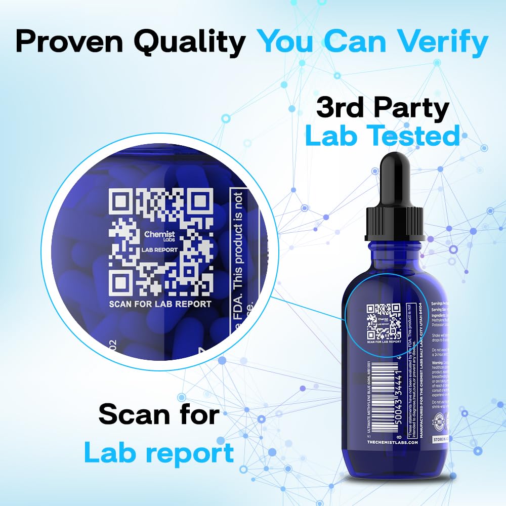 Chemist Labs 1% Methylene Blue Drops โ USP Grade, 99% Purity, Made in USA, 2oz