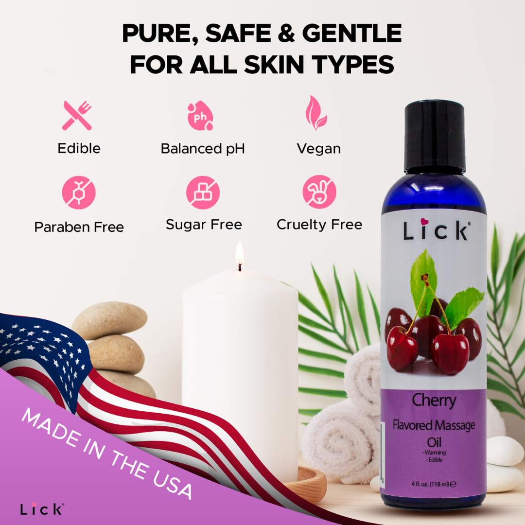 Cherry Flavored Massage Oil for Therapy โ Aromatherapy & Vitamin E (4 oz)