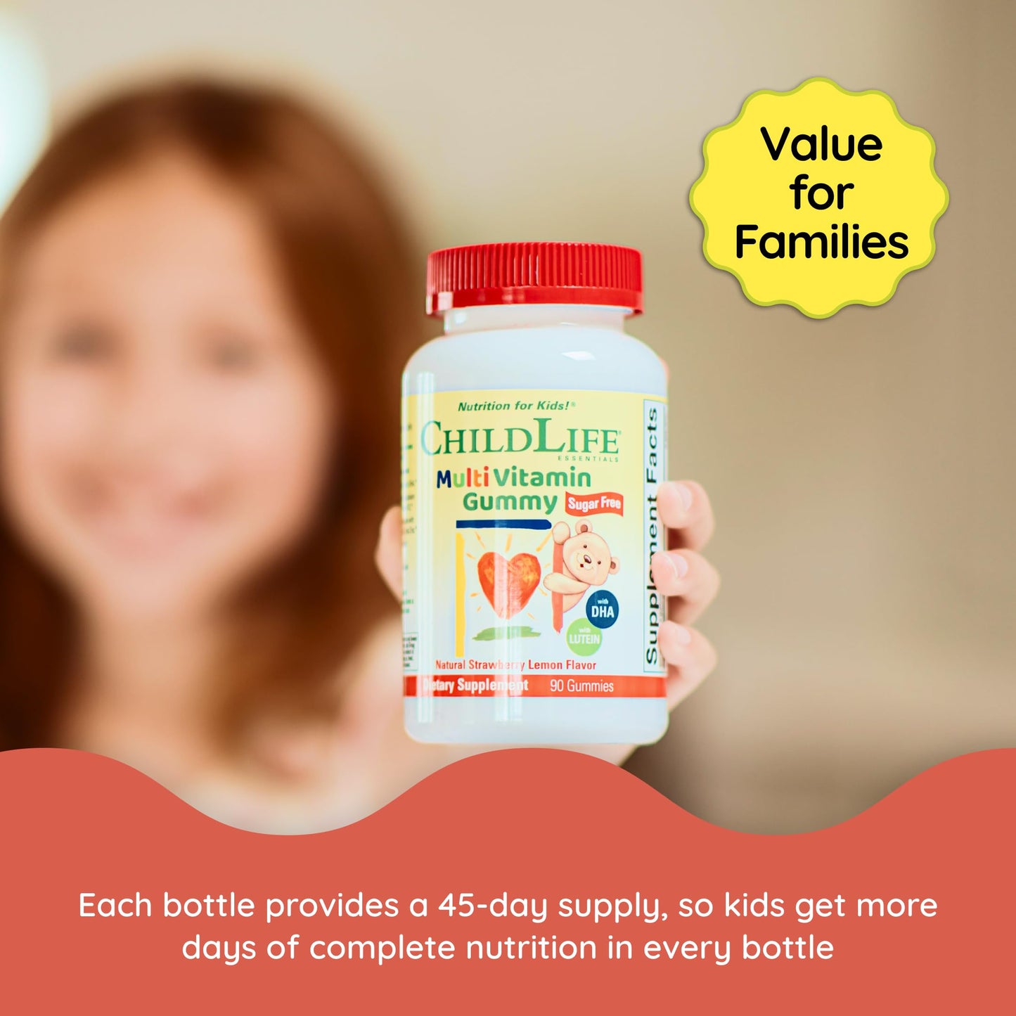 CHILDLIFE ESSENTIALS Multivitamin Gummies for Kids โ Sugar Free, DHA & Lutein | 90 Count