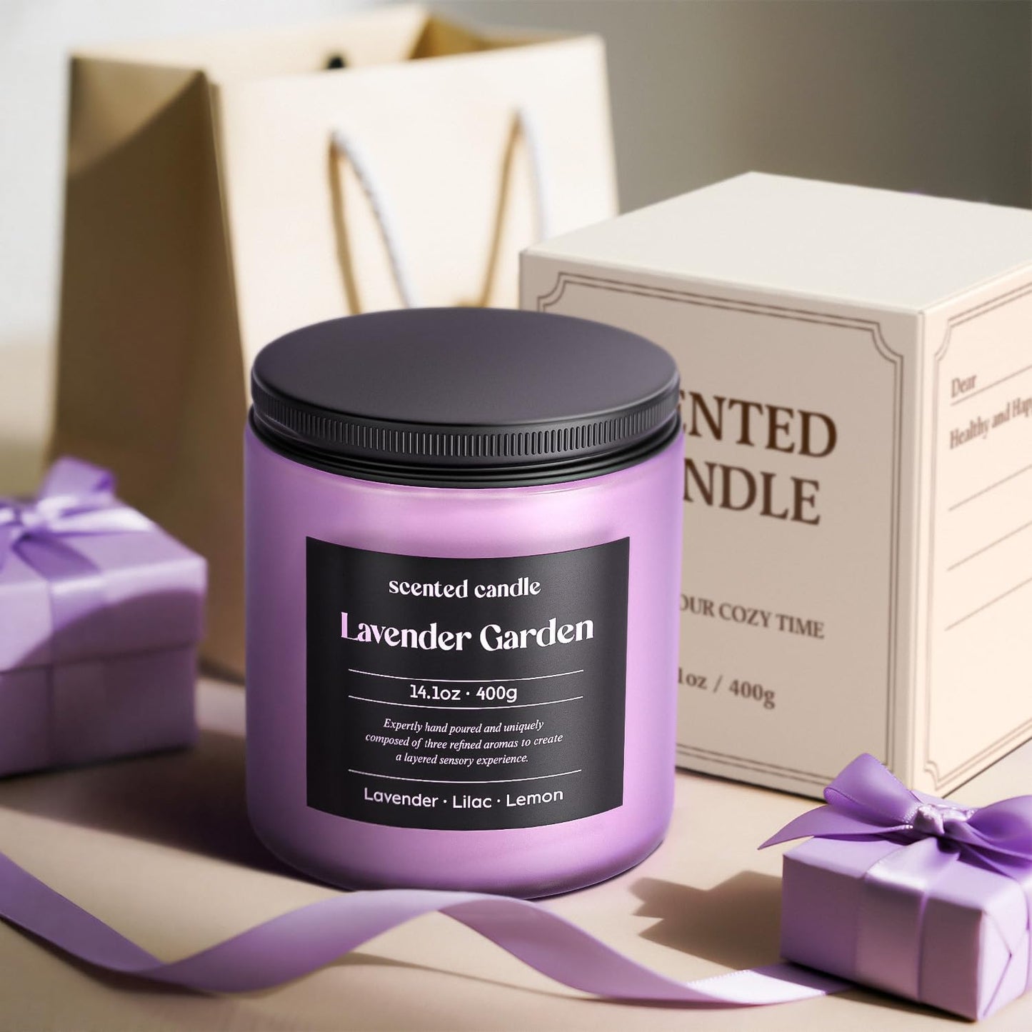 CHILLFLAME Lavender Candle โ 14.1 oz Two-Wick Aromatherapy (Lavender, Lilac & Lemon)