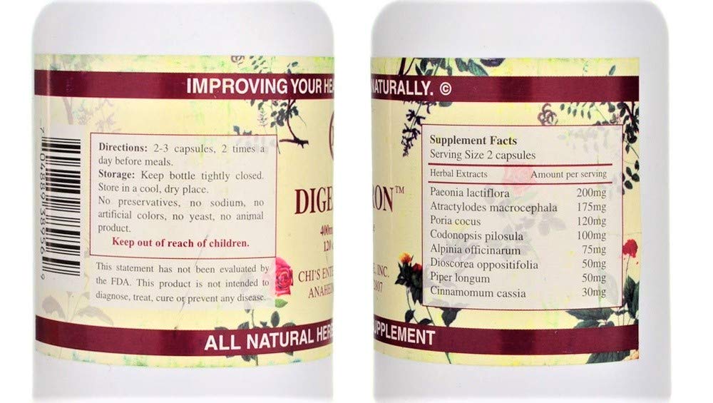 Chi's Enterprise Digestron 450mg per Capsule โ 120 Capsules | Herbal Digestive Support