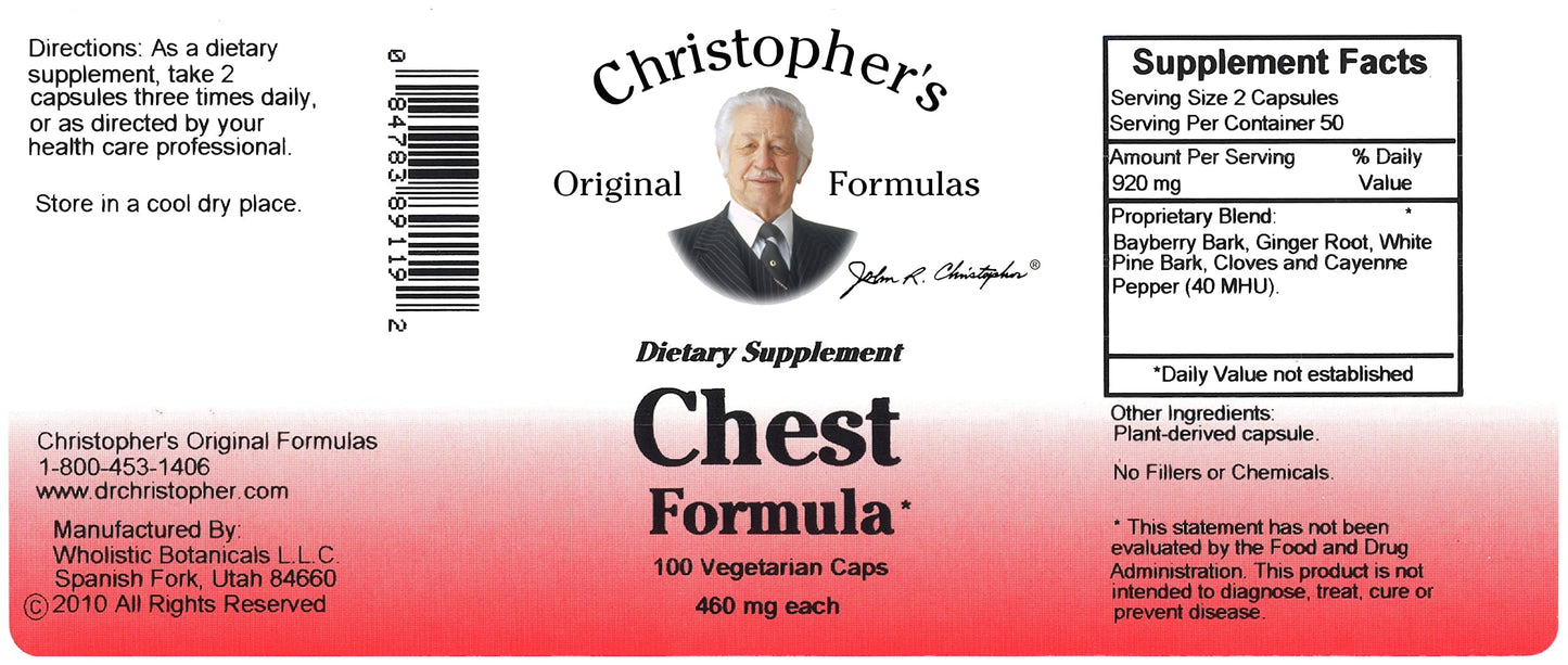 Christopher's Chest Formula โ Whole-Herb Immune Support (460 mg, 100 Veg Capsules)