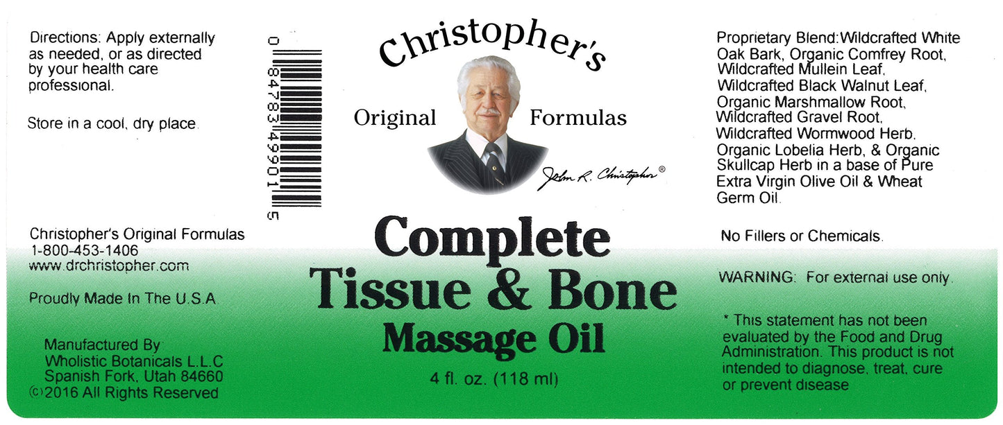 Christopher's Original Formulas Complete Tissue & Bone Massage Oil โ 4 fl oz, Herbal Topical Oil