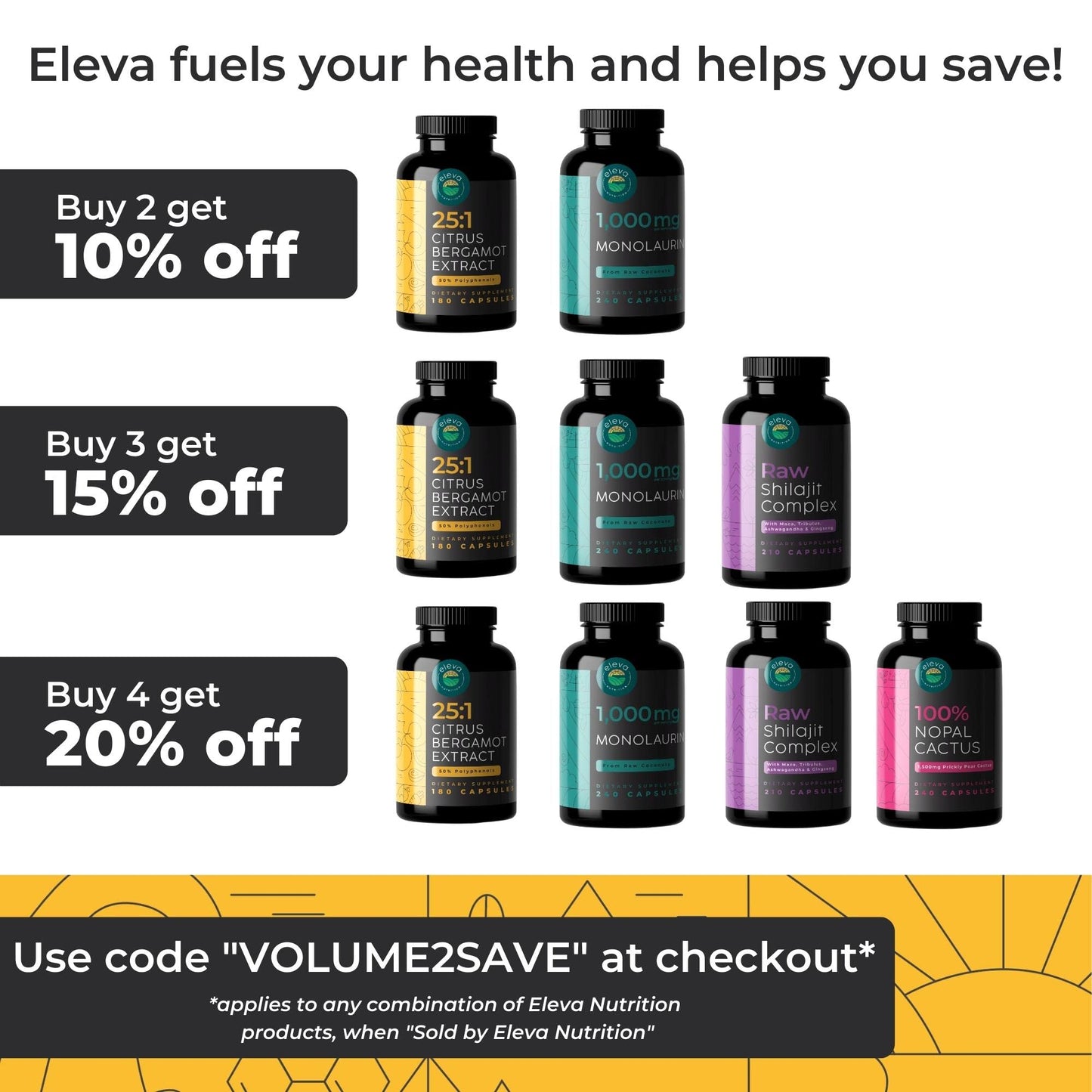Citrus Bergamot Extract 1000mg Capsules โ 25:1 | 50% Polyphenols | 5mg Black Pepper | Vegan & Non-GMO | 180 Capsules | Eleva Nutrition