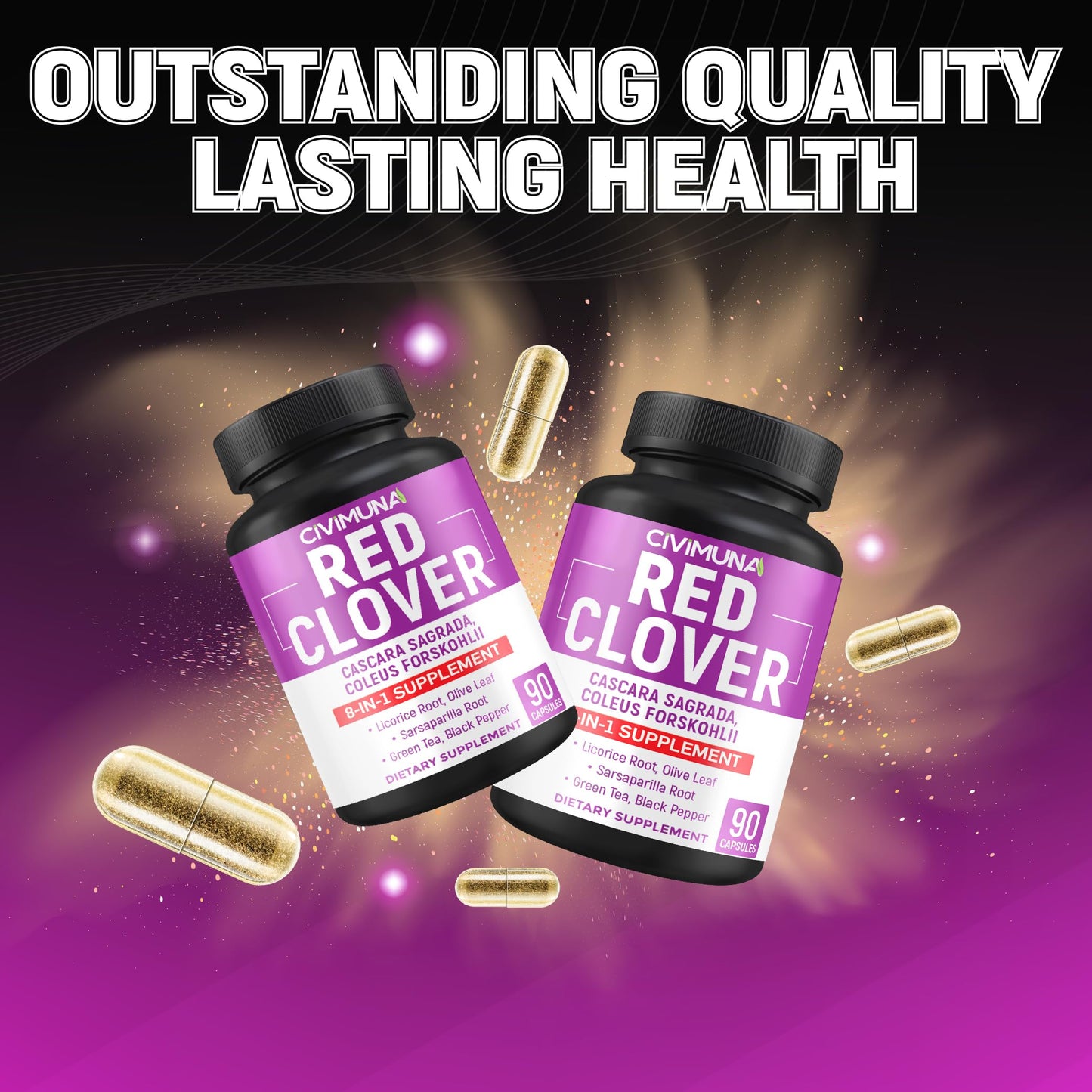 CIVIMUNA Red Clover Capsules โ 90 Caps for 3 Months Supply | Red Clover, Cascara Sagrada, Coleus Forskohlii