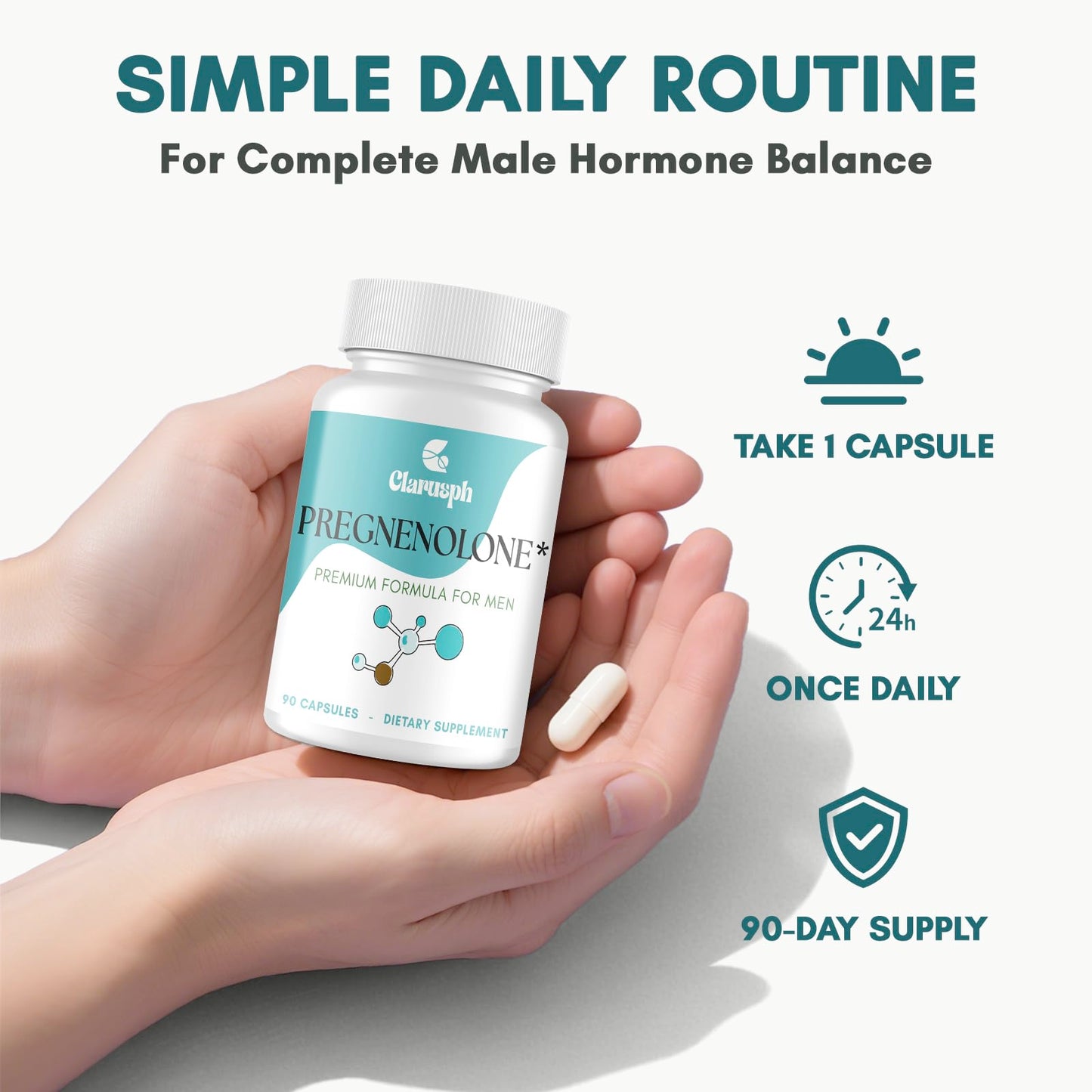 Clarusph Pregnenolone 50mg for Men + DHEA 25mg โ 90 Capsules