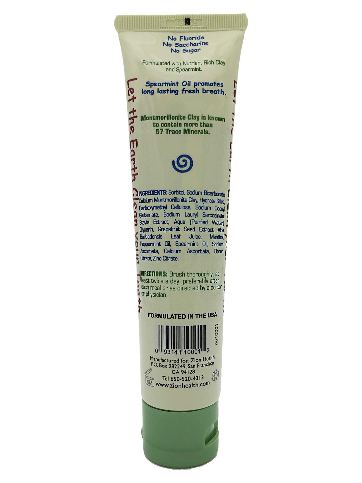Claybrite Original Toothpaste Zion Health 3.2 oz โ Montmorillonite Clay