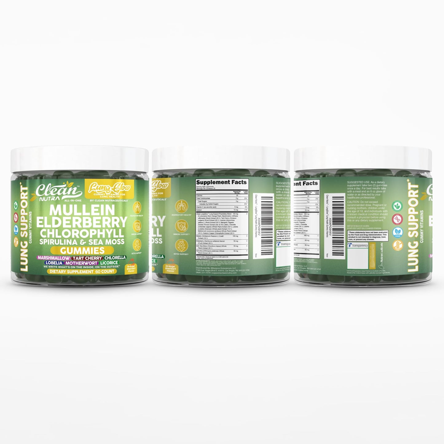 Clean Nutra Mullein Gummies for Lung Health โ Elderberry, Sea Moss & Spirulina