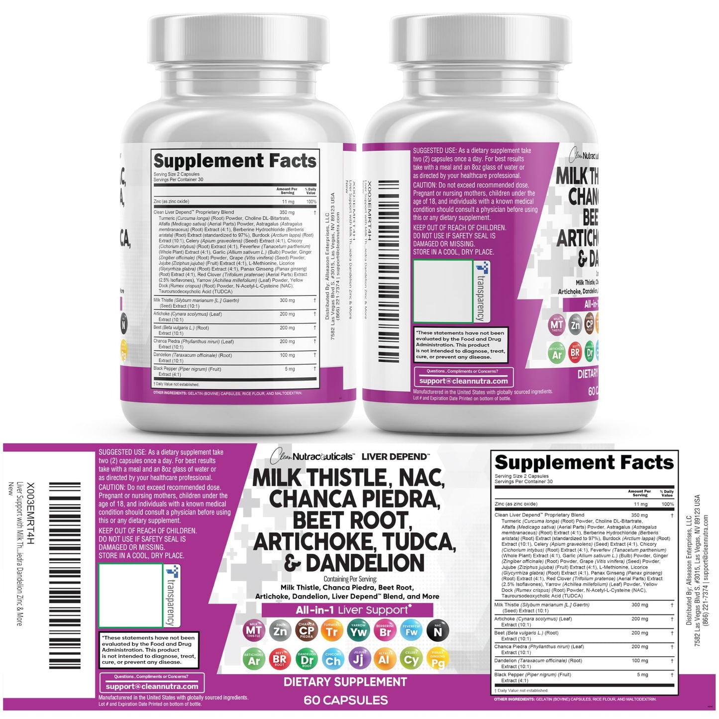 Clean Nutraceuticals Liver Defend 28-in-1 β Milk Thistle, NAC, Chanca Piedra & TUDCA, 2 Pack