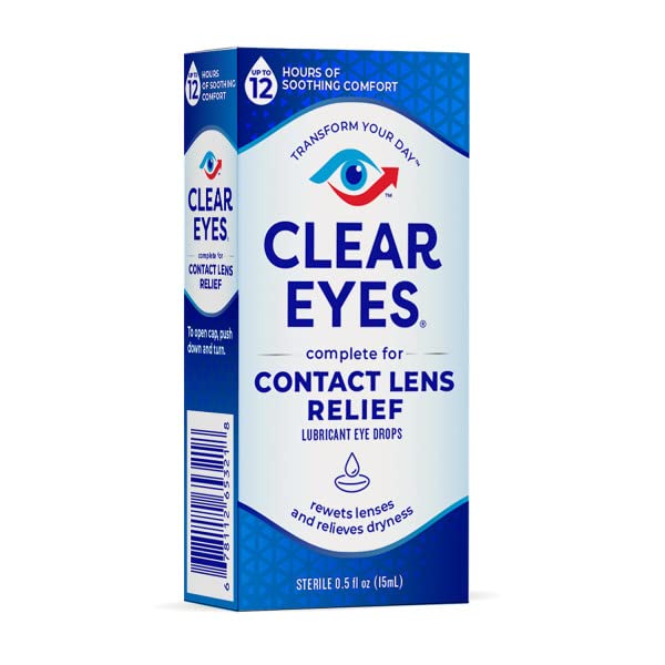 Clear Eyes Contact Lens Relief Soothing Eye Drops 0.50 oz โ Pack of 4