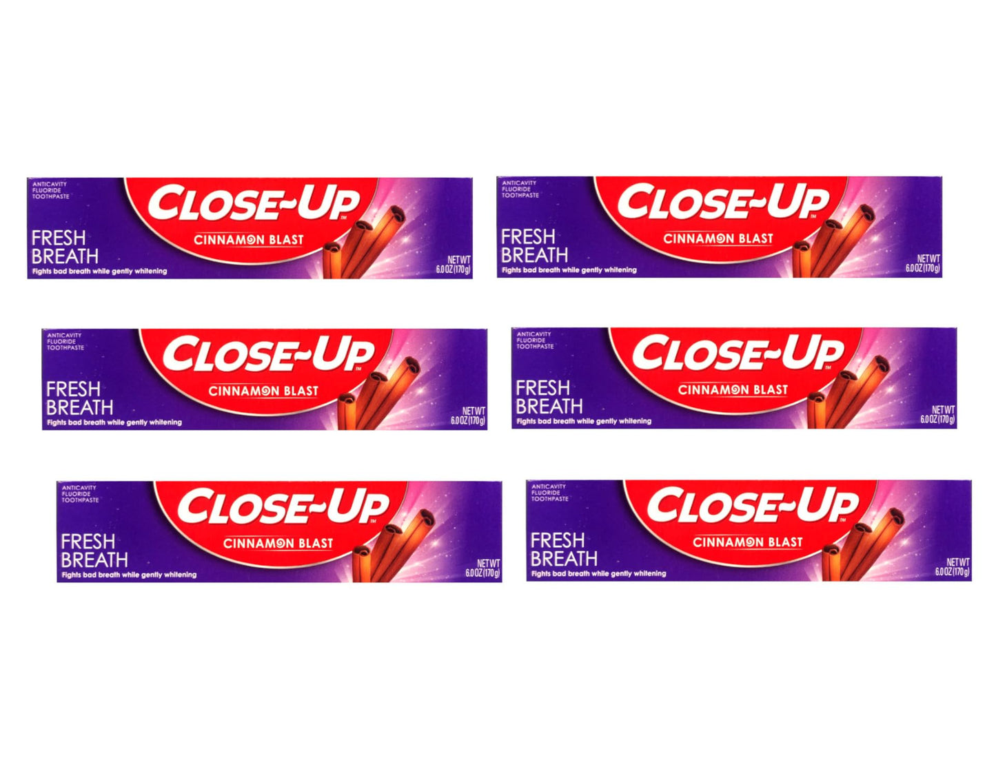 Close-Up Cinnamon Red Gel Toothpaste with Fluoride โ Anticavity, 6 oz (Pack of 6) | Fresh Breath