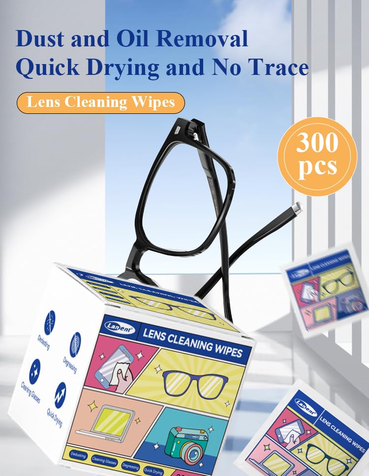 Glasses Cleaner Wipes (300 PCS) โ Lens & Screen Wipes for Eyeglasses