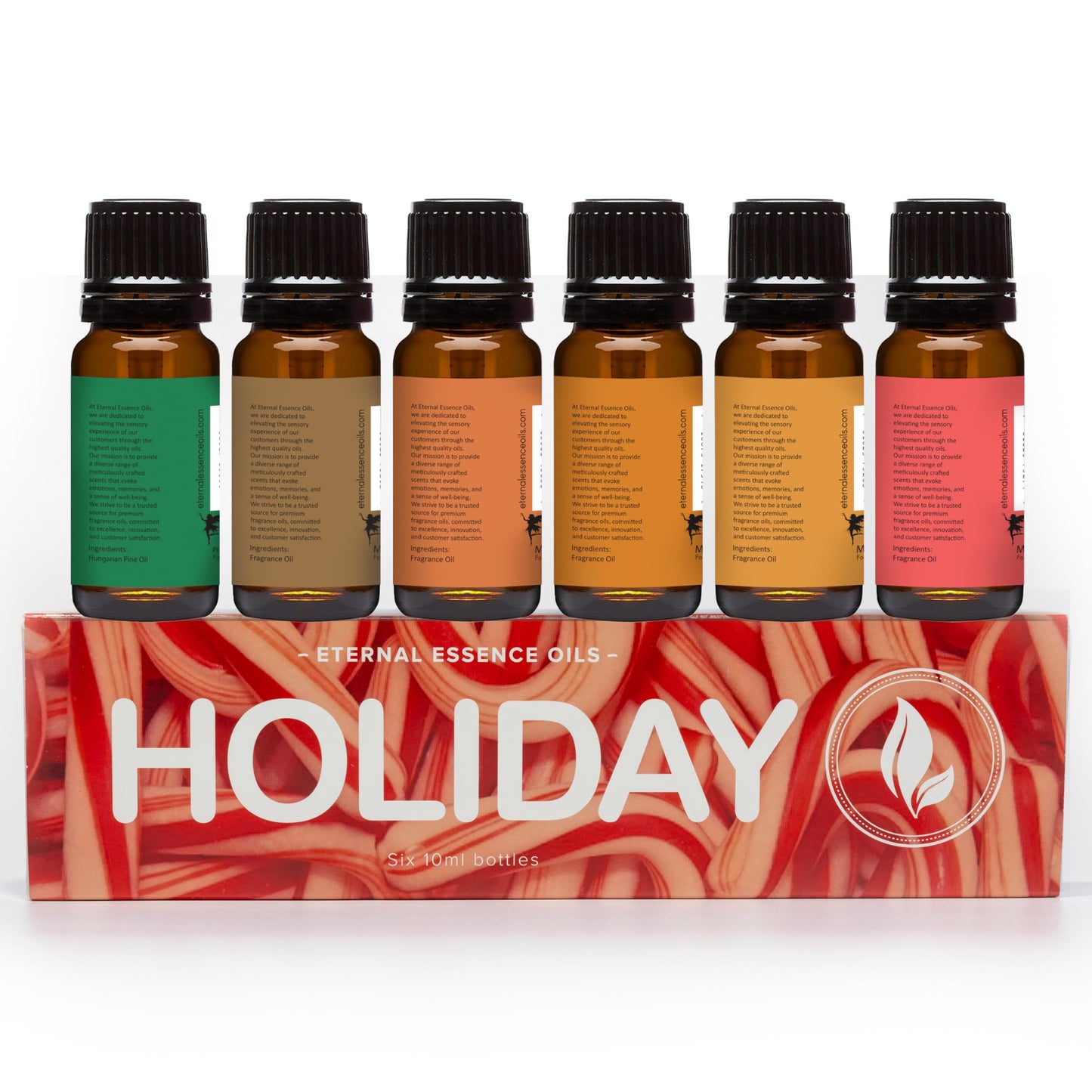 Holiday Set of 6 Premium Fragrance Oils (10ml) โ Candy Cane & Pumpkin Patch