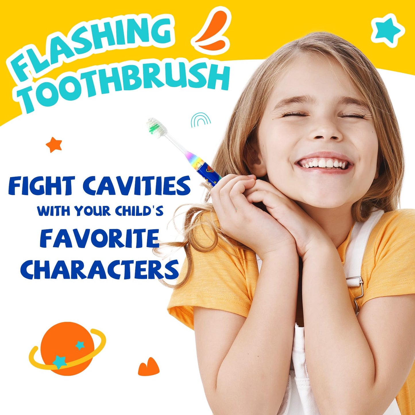 COCOBURI Flashing Toothbrush for Kids โ Soft Bristle Toddler Toothbrush with Timer (Pack of 2)