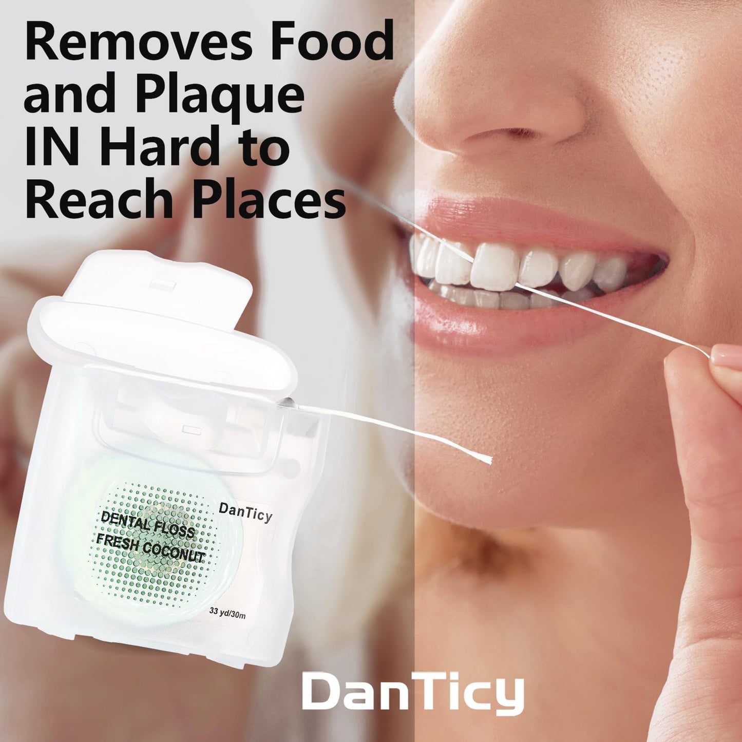 Coconut Oil Dental Floss for Wide Spaces โ Mint, Waxed, Expands on Contact (Implants, Bridges, Braces)
