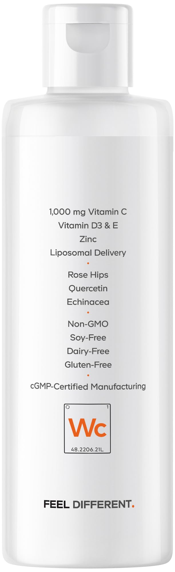Codeage Nanofood Wonder-C Liposomal Vitamin C 1000mg โ D3, E & Zinc | Rose Hips, Quercetin, Echinacea | Non-GMO, 15.22 fl oz