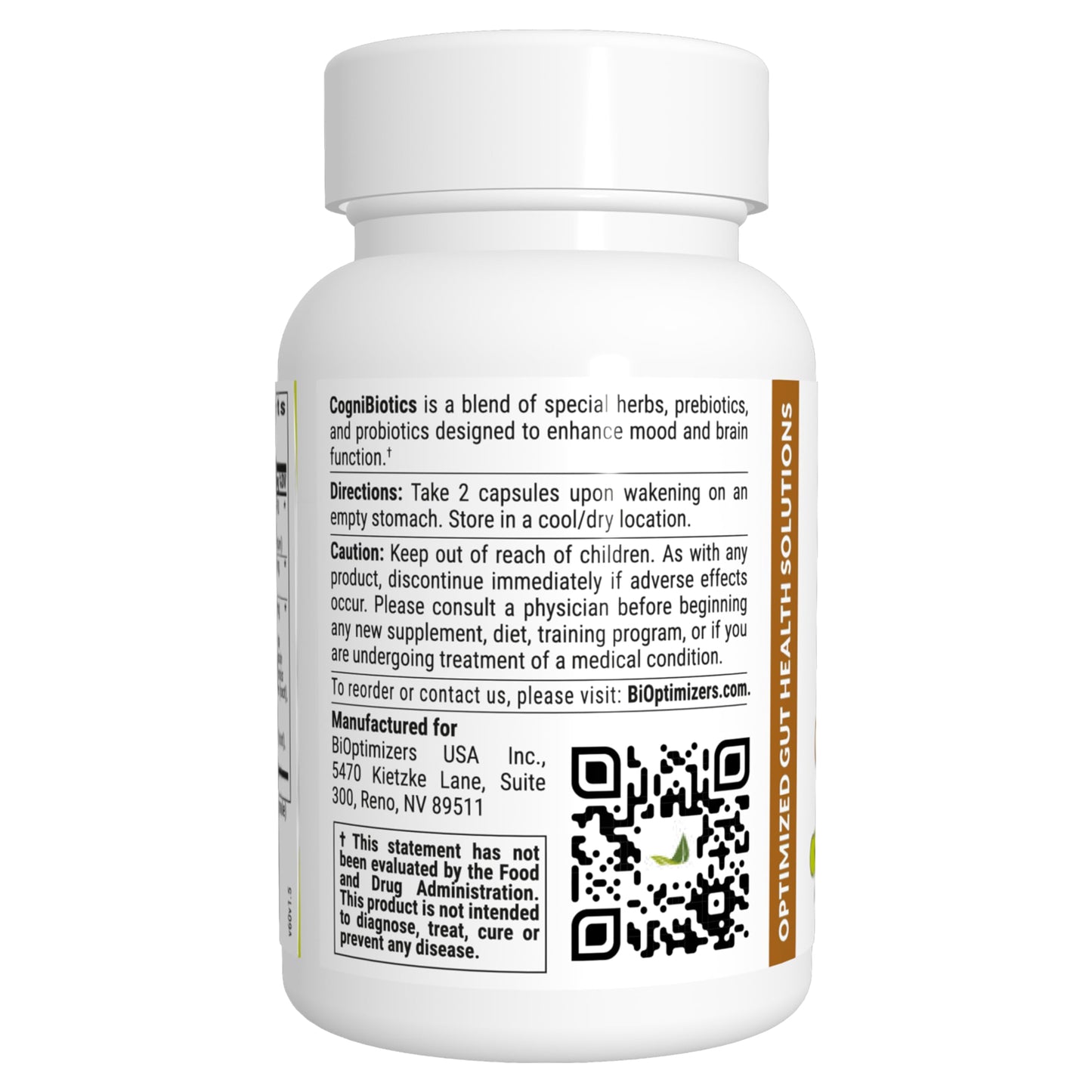 BIOptimizers Cognibiotics Probiotic Brain Supplement โ Mood, Focus, Memory, Clarity | 60 Capsules