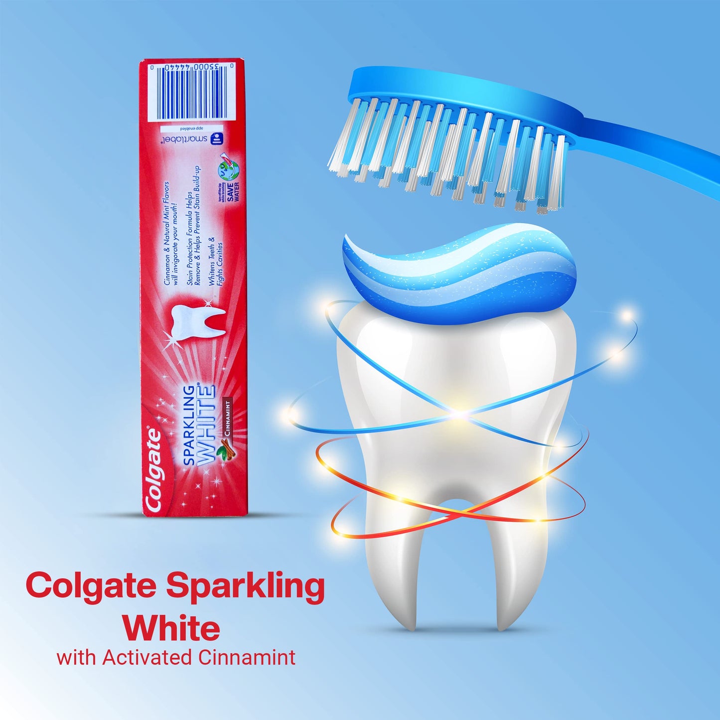 Colgate Cinnamint Fluoride Toothpaste โ Cinnamon Mint, Deep Clean, Whitening, 5-Pack