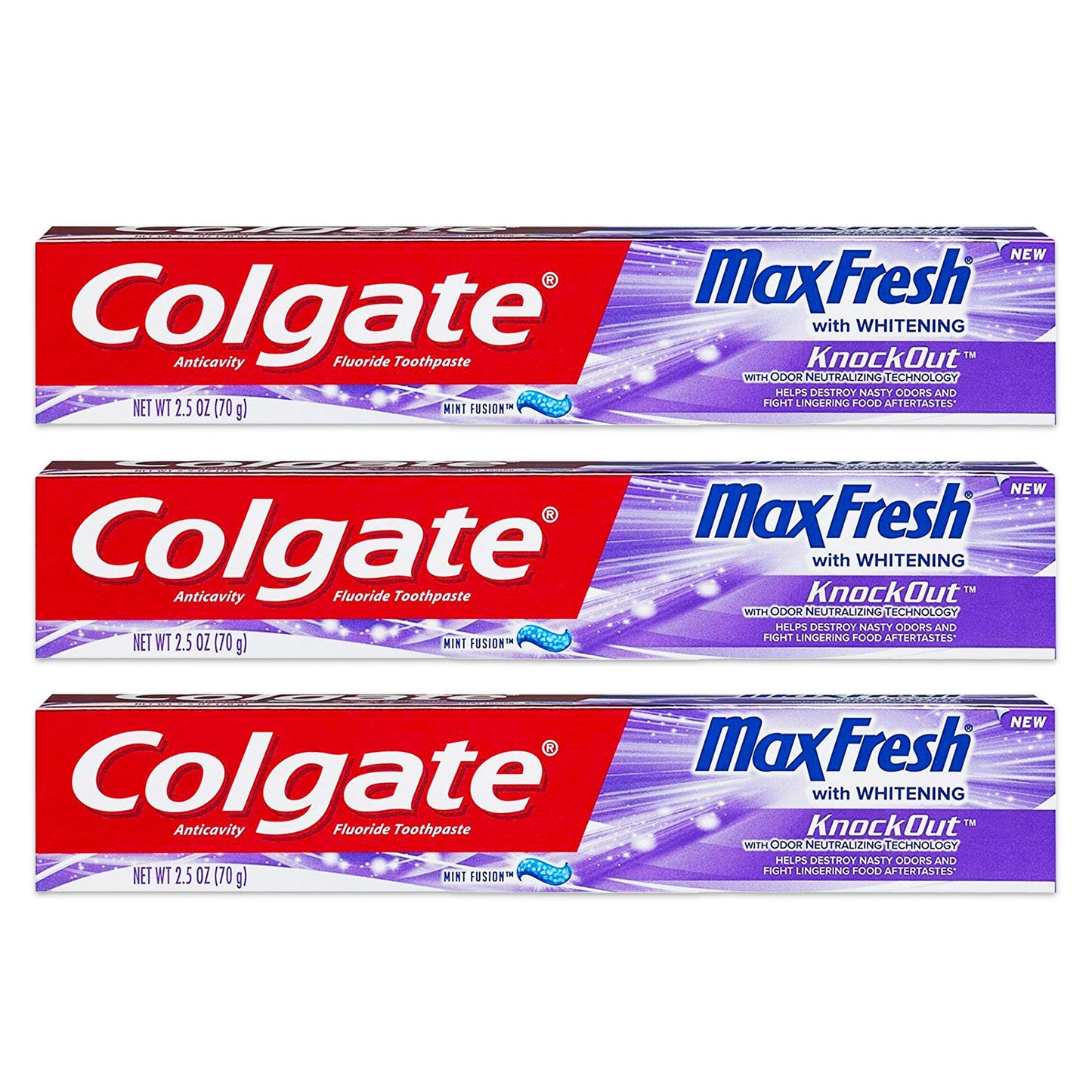 Colgate Max Fresh KnockOut Gel Toothpaste โ 2.5 oz, 3-Pack | Fights Cavities & Whitens