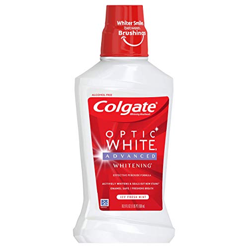 Colgate Optic White Whitening Mouthwash โ Fresh Mint, 473 mL (16 fl oz)