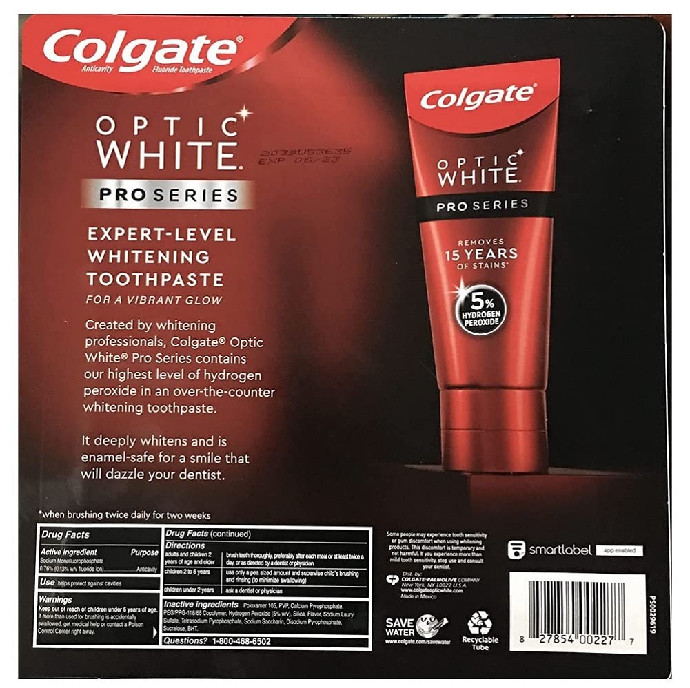 Colgate Optic White Pro Series Stain Shield Toothpaste 3.3 oz โ Pack of 4