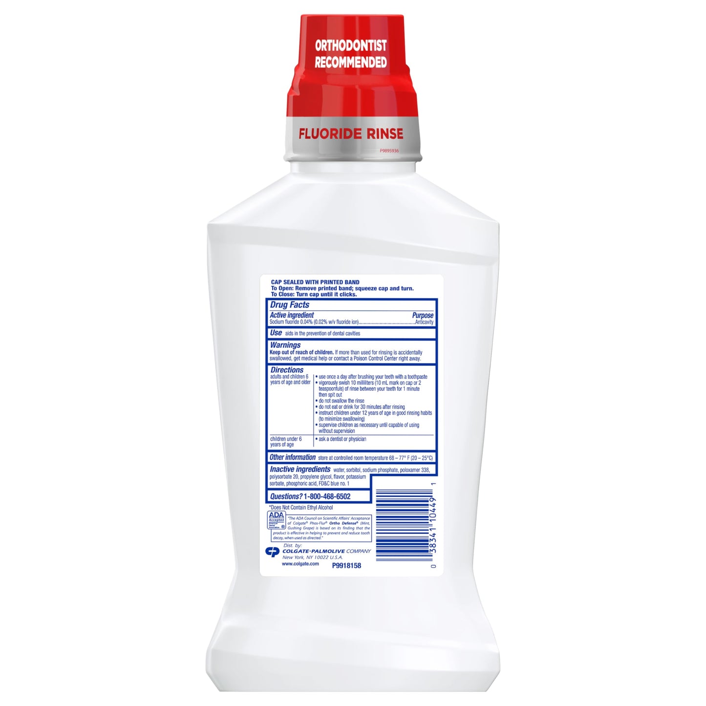 Colgate Ortho Defense Phos-Flur Mouthwash for Braces โ Fluoride & Phosphate, Alcohol-Free, Mint, 16.9 fl oz