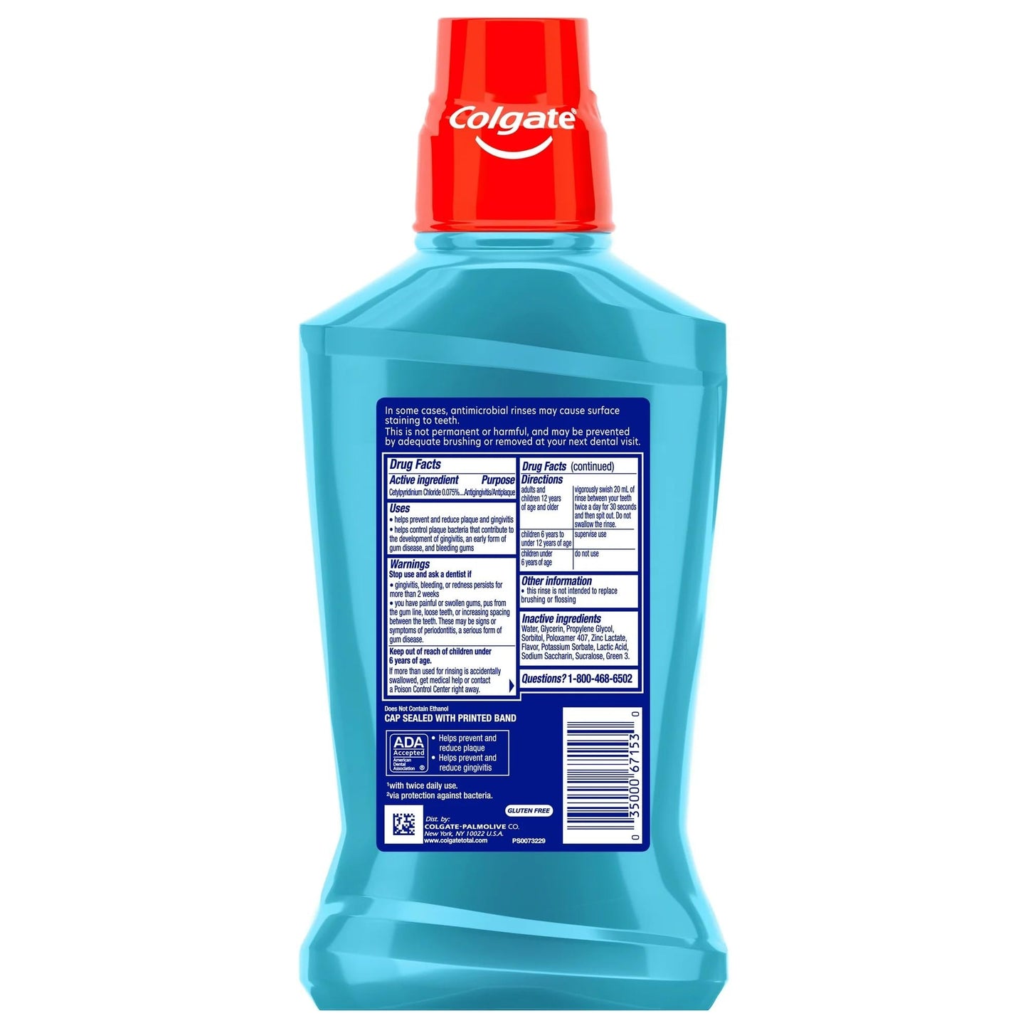 Colgate Total Gum Health Mouthwash โ Clean Mint, 500mL (Pack of 6)