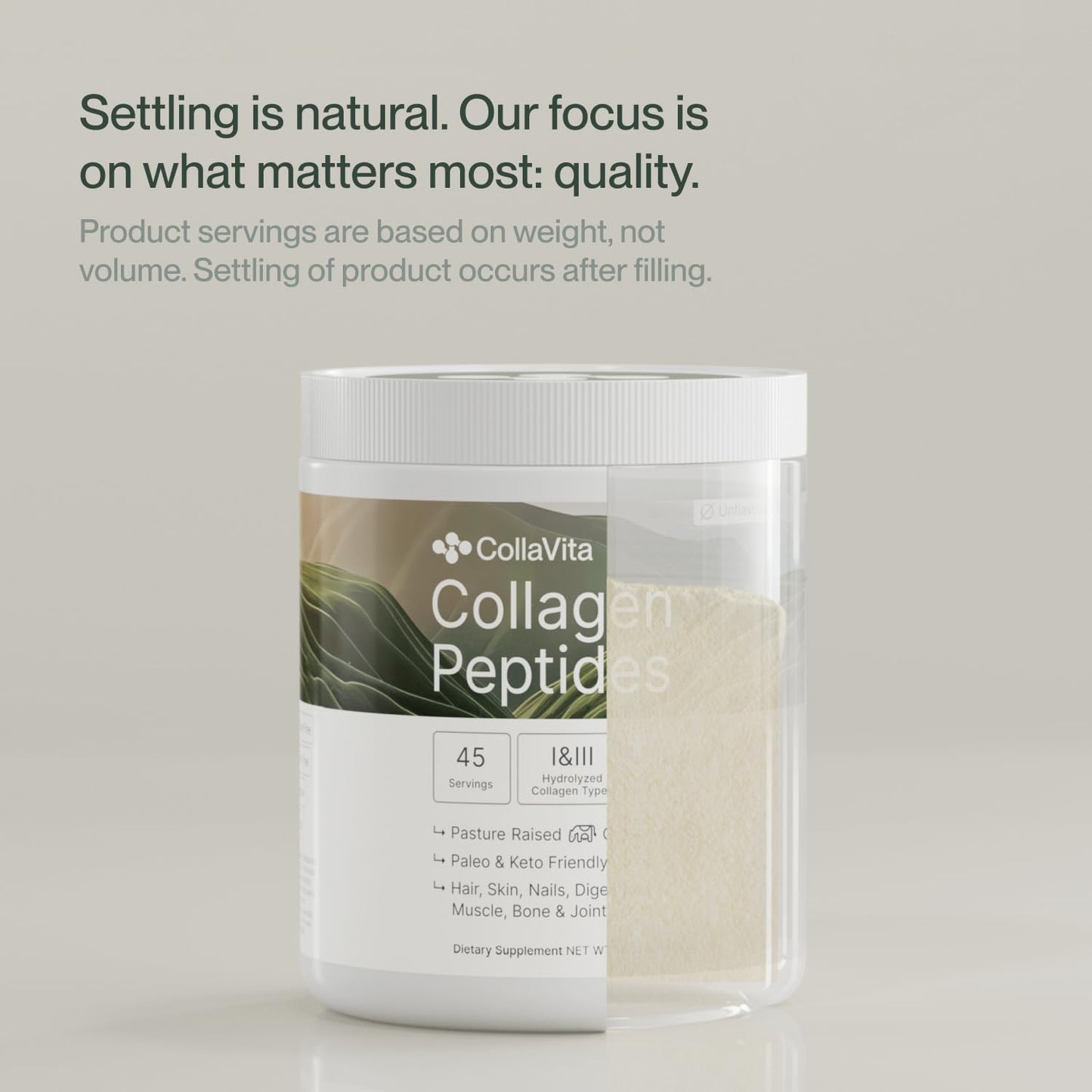 Colla Vita Grass-Fed Collagen Peptides โ Type I & III, Unflavored, 10 oz