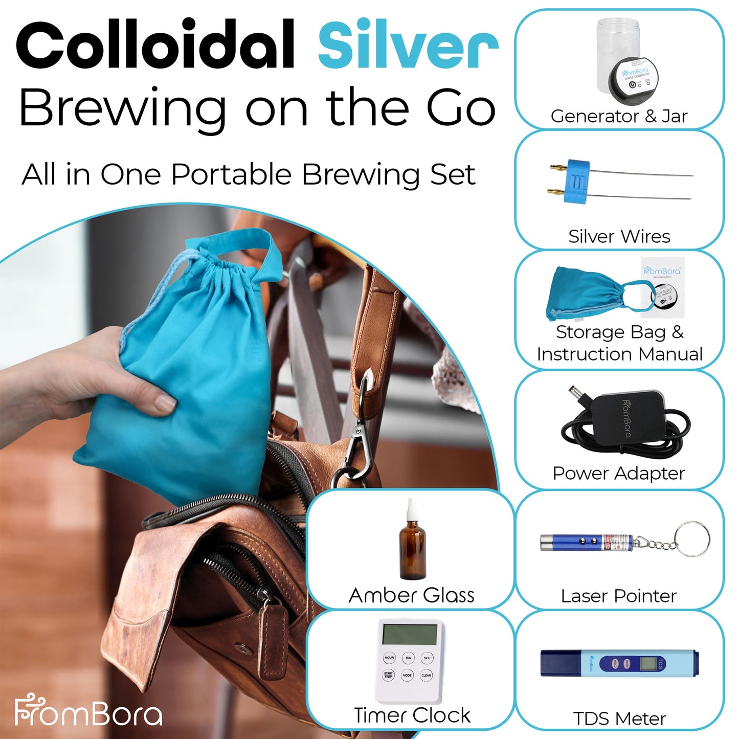 Colloidal Silver Generator Kit MAX โ 99.99% Ag Rods, TDS Meter, Impure Water Indicator