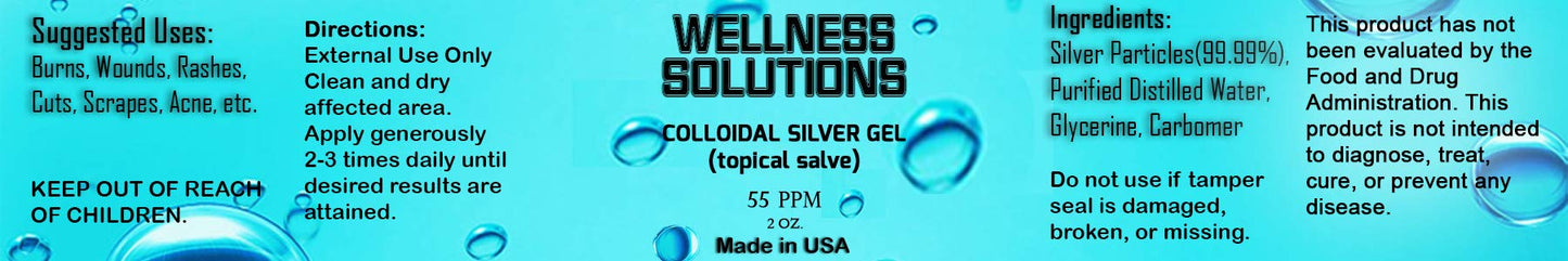 Colloidal Silver Gel 2 oz โ Vegan & Gluten Free | Wellness Solutions Topical Gel