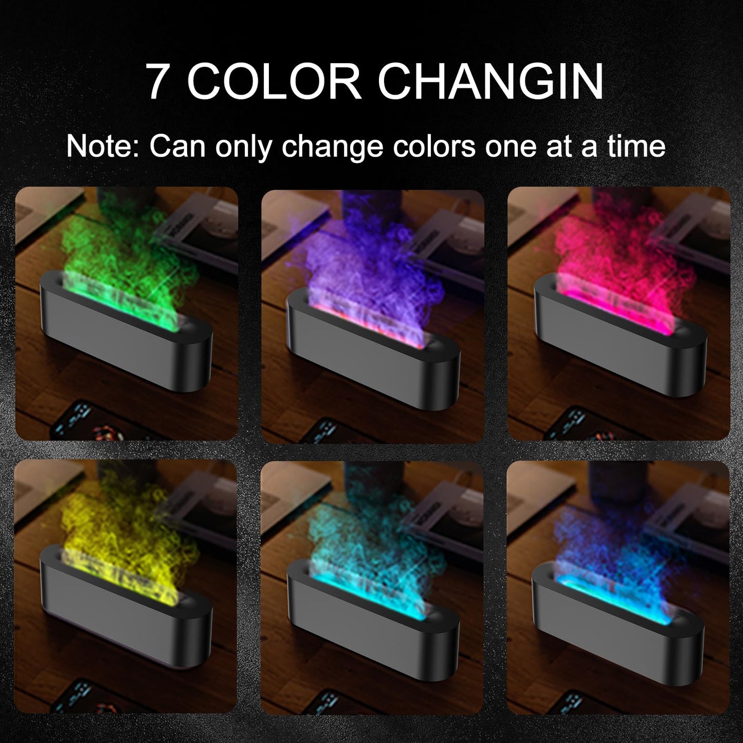 Colorful Flame Fire Diffuser Humidifier โ 7-Color LED Oil Diffuser (150ml, Ultra-Quiet, Auto-Off)
